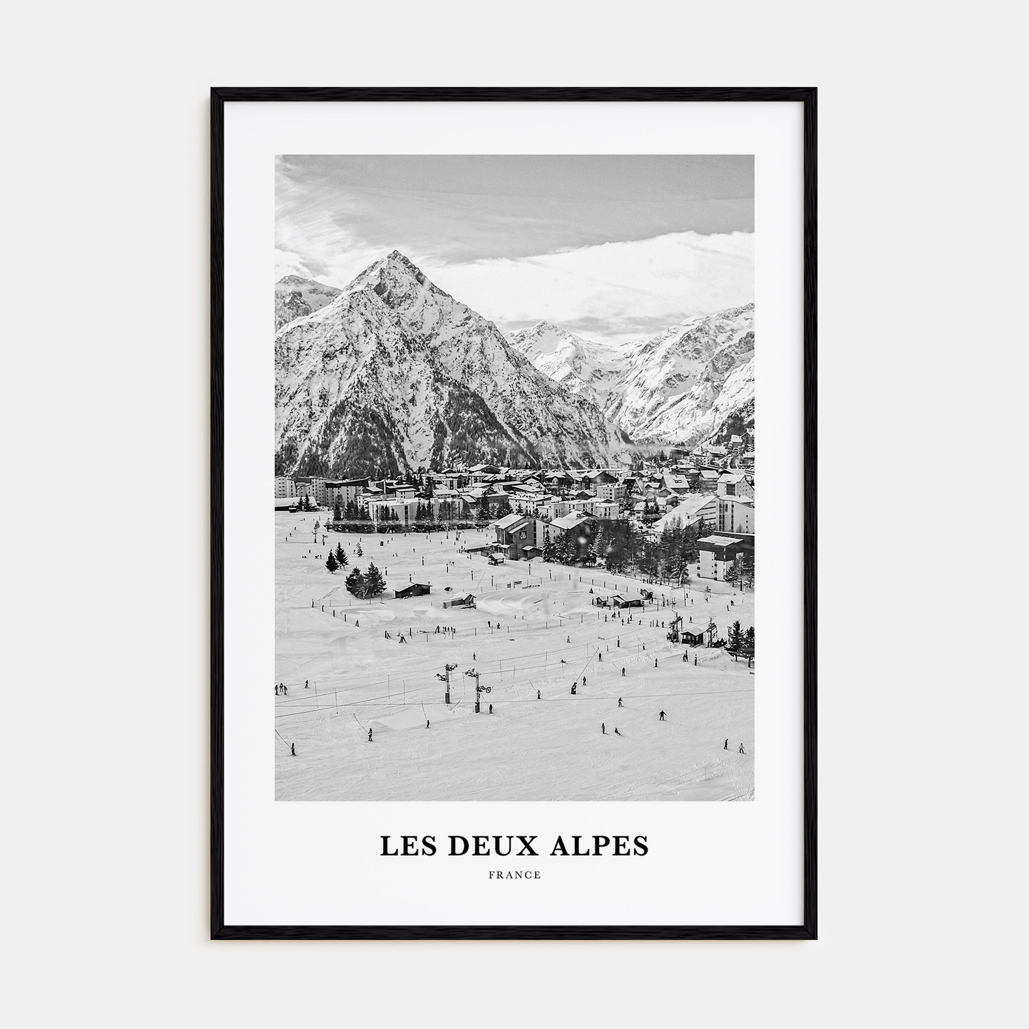 Les Deux Alpes Portrait B&W Poster