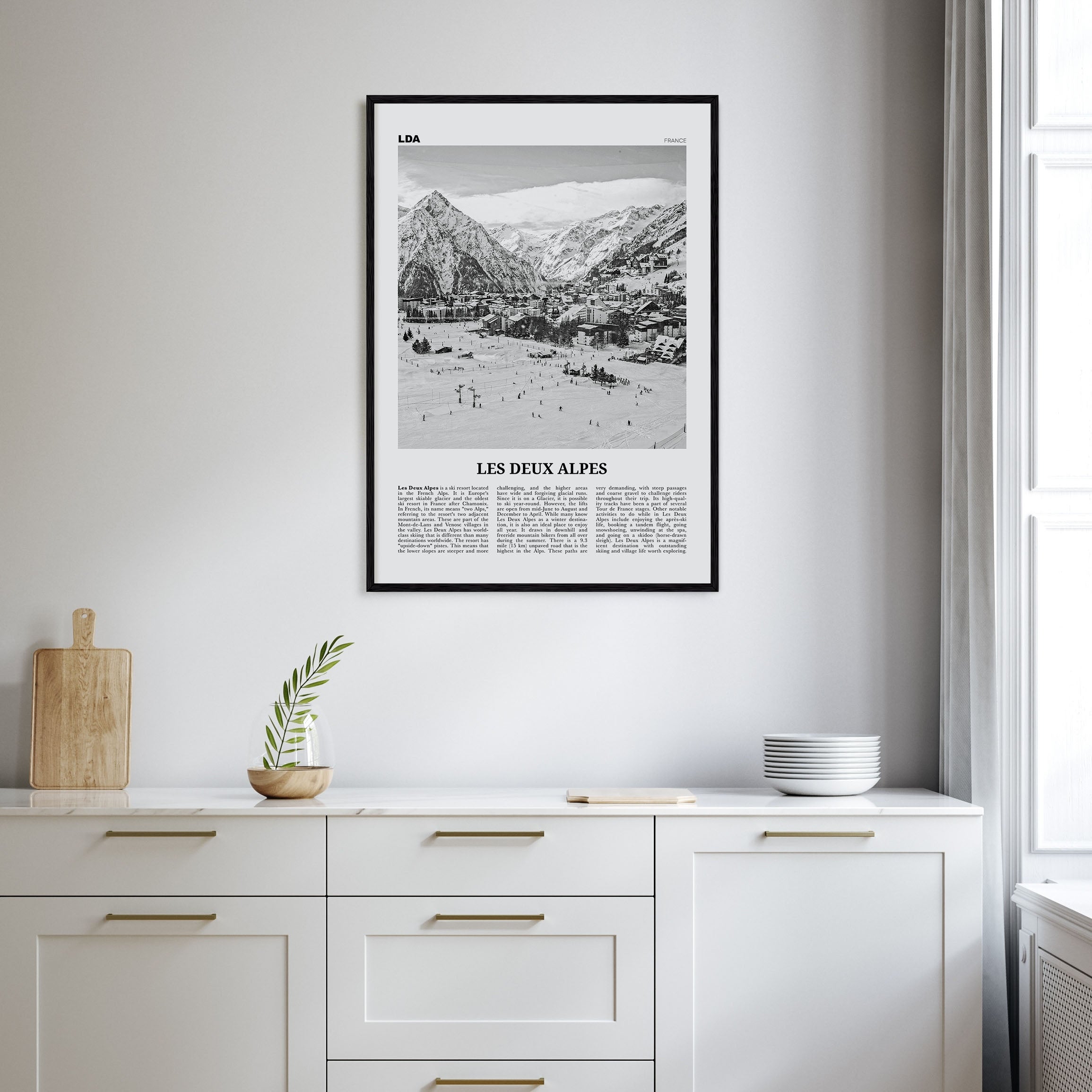 Les Deux Alpes Travel B&W Poster