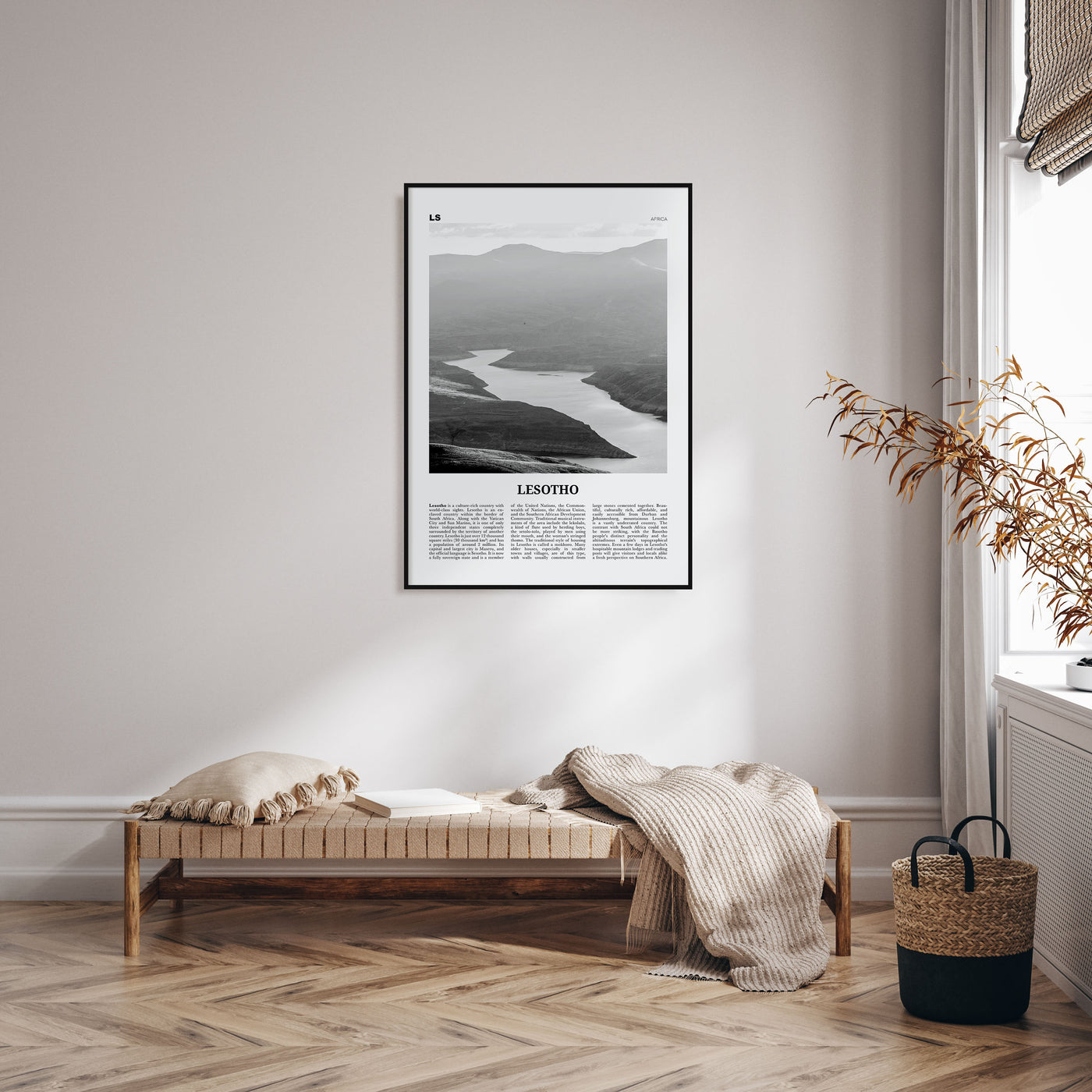 Lesotho Travel B&W Poster