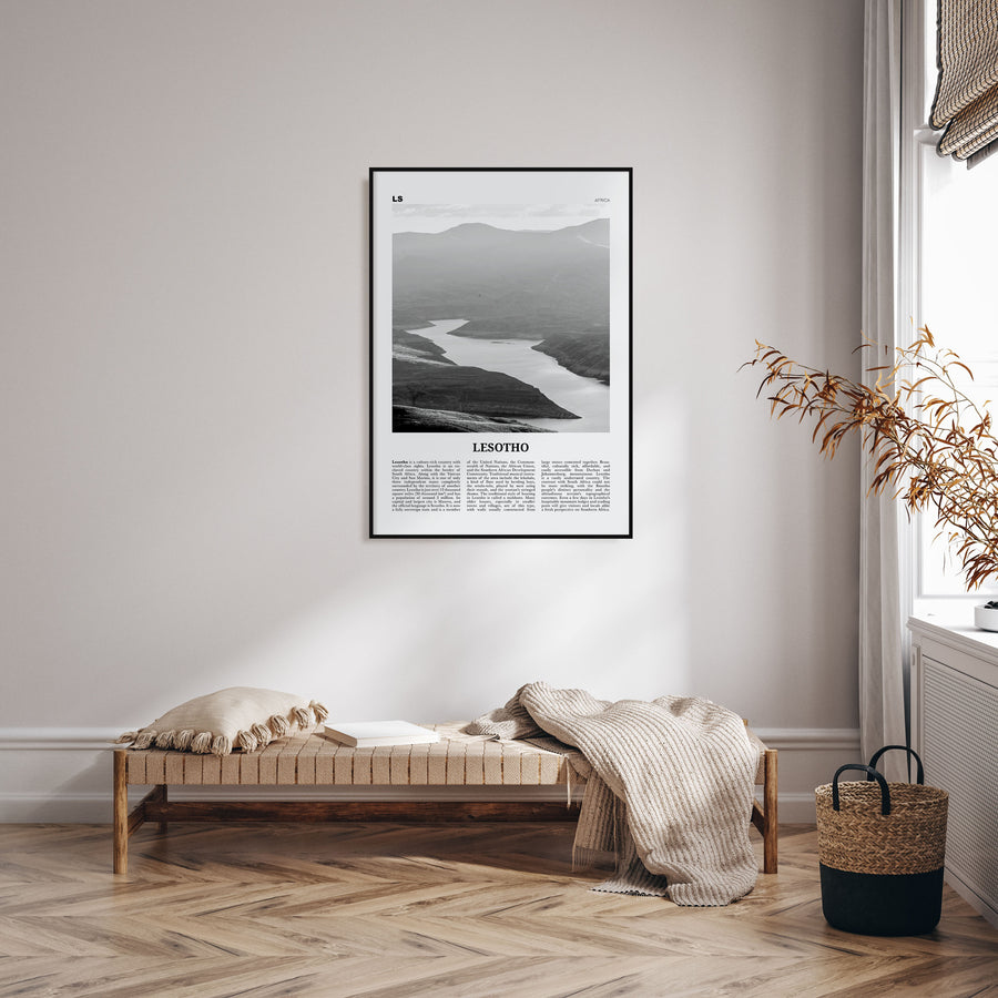 Lesotho Travel B&W Poster