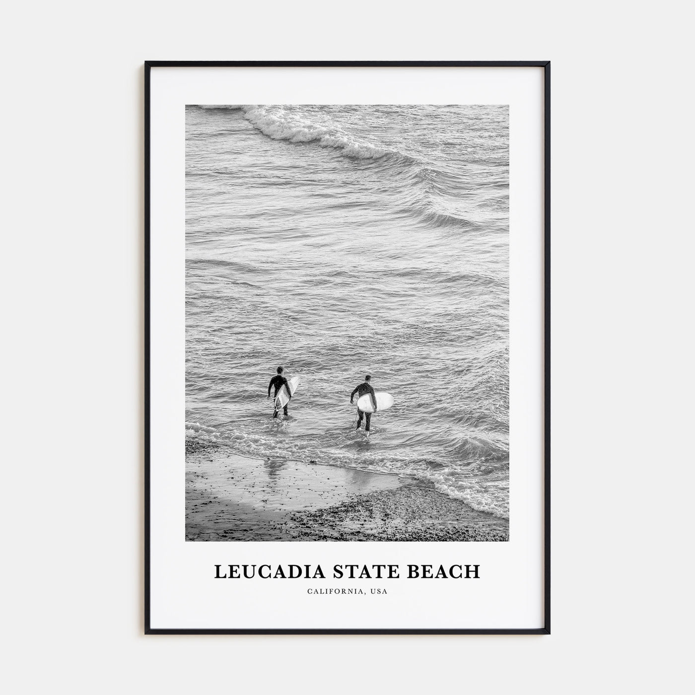 Leucadia State Beach Portrait B&W Poster