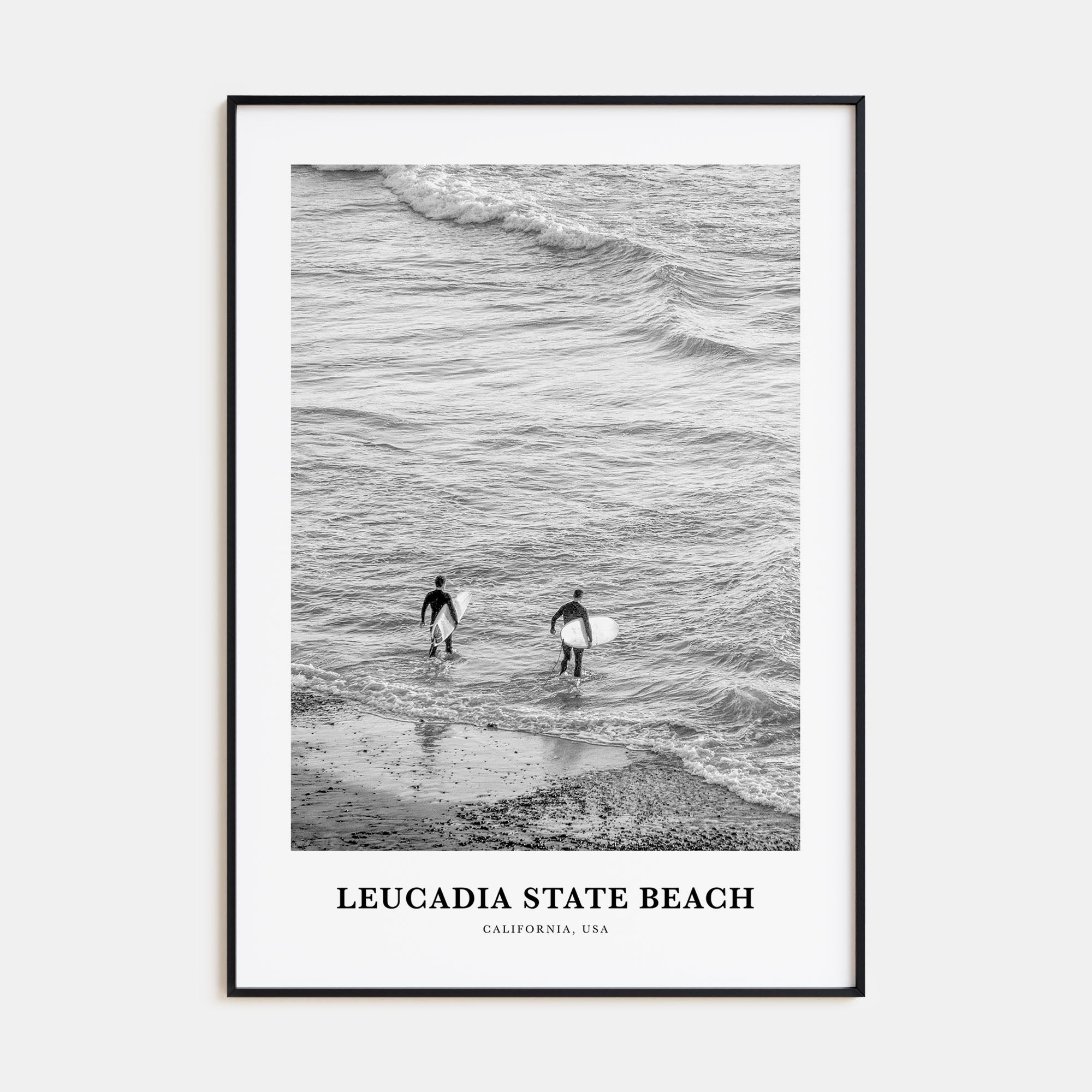 Leucadia State Beach Portrait B&W Poster
