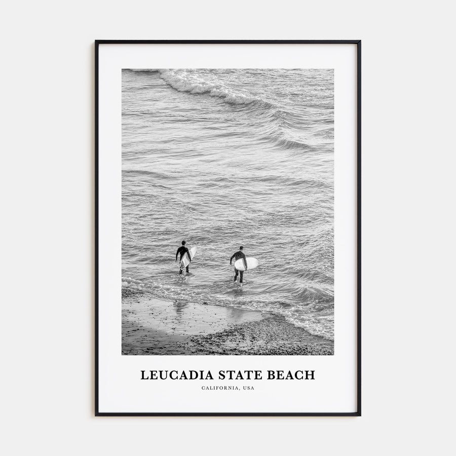 Leucadia State Beach Portrait B&W Poster