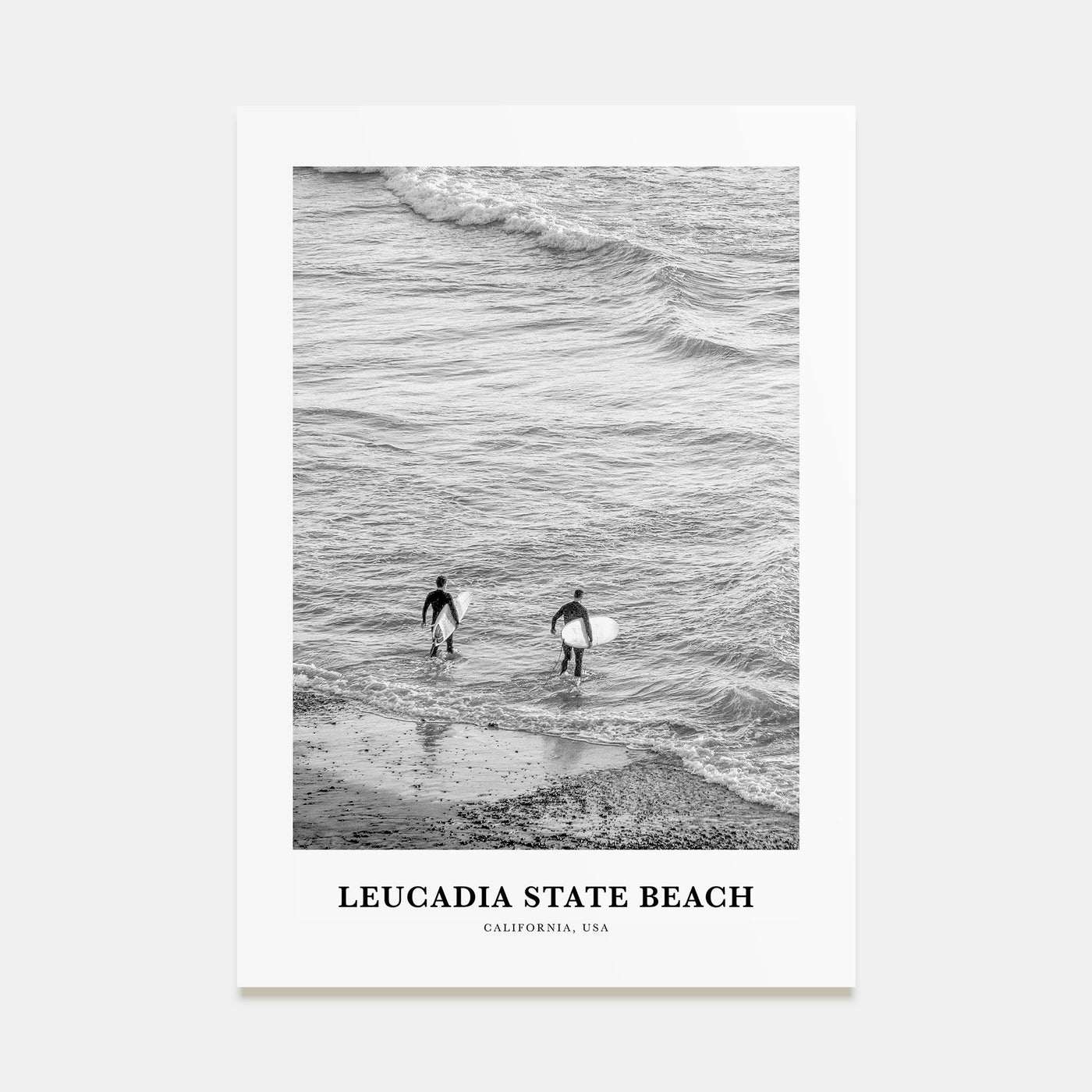 Leucadia State Beach Portrait B&W Poster