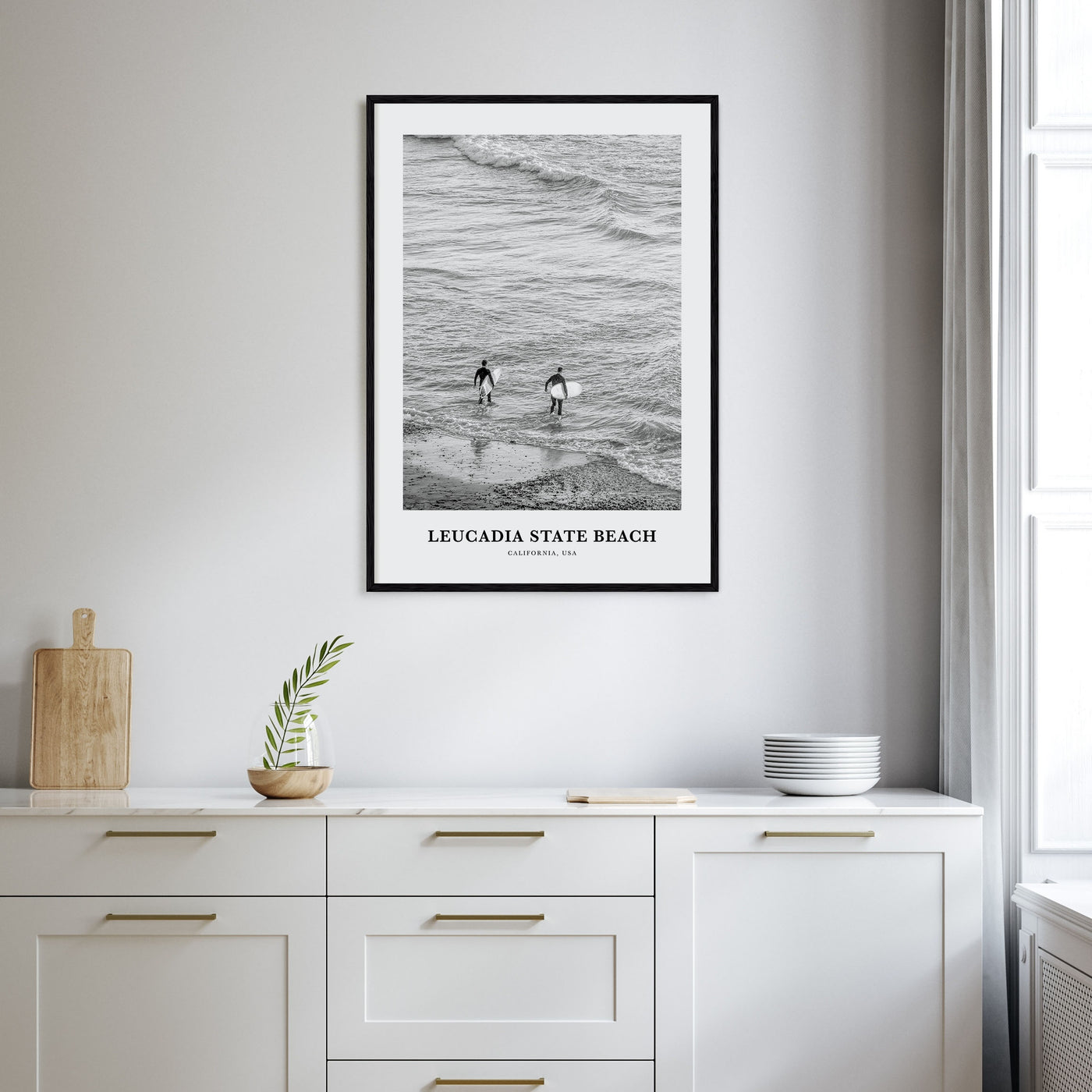 Leucadia State Beach Portrait B&W Poster
