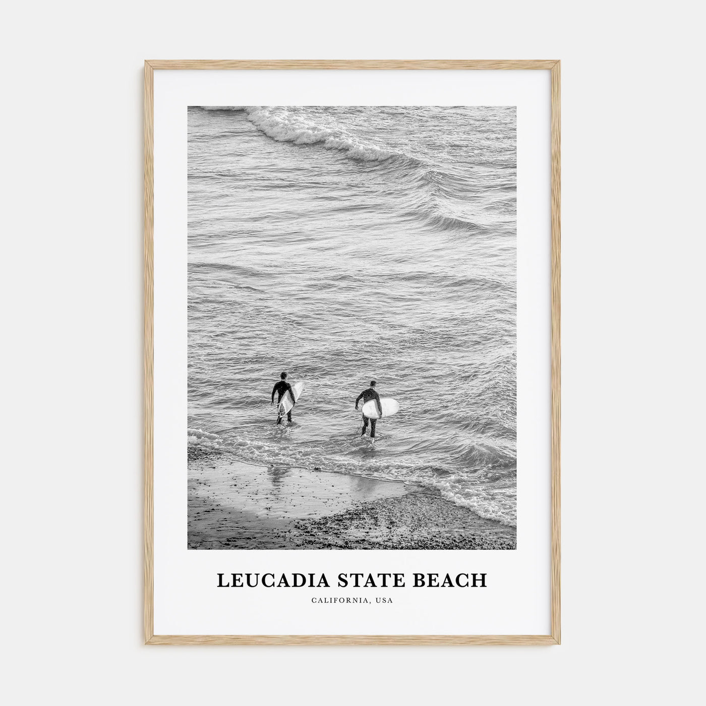 Leucadia State Beach Portrait B&W Poster