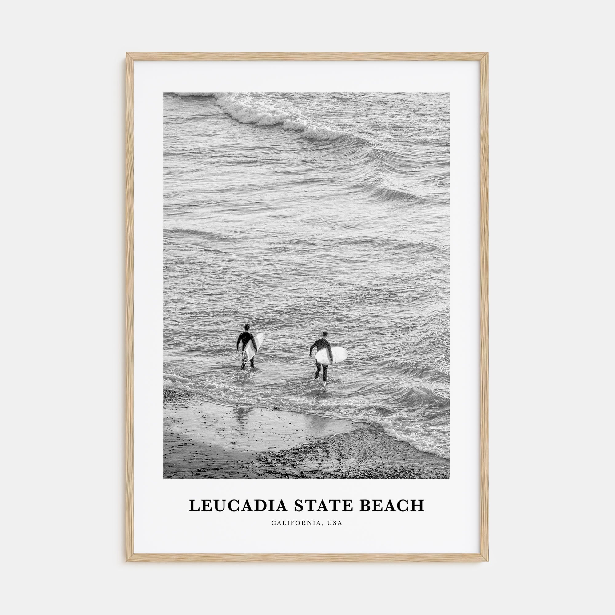 Leucadia State Beach Portrait B&W Poster