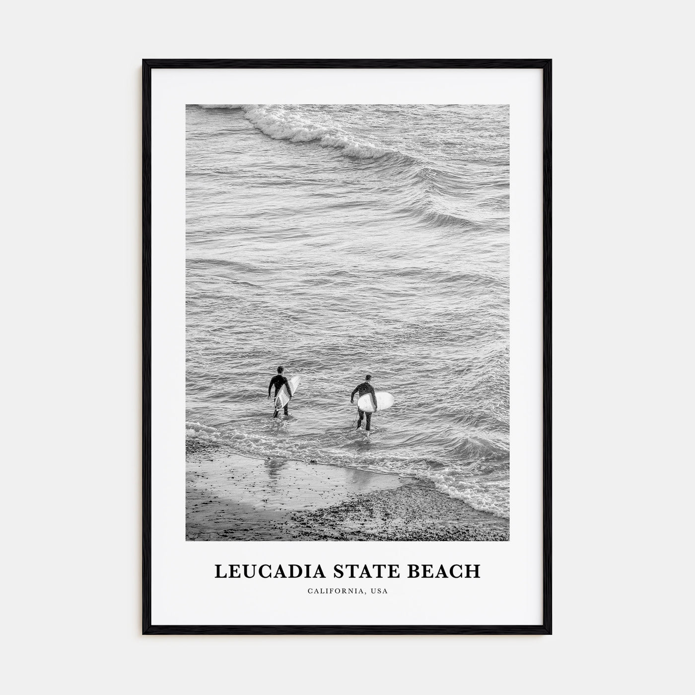 Leucadia State Beach Portrait B&W Poster