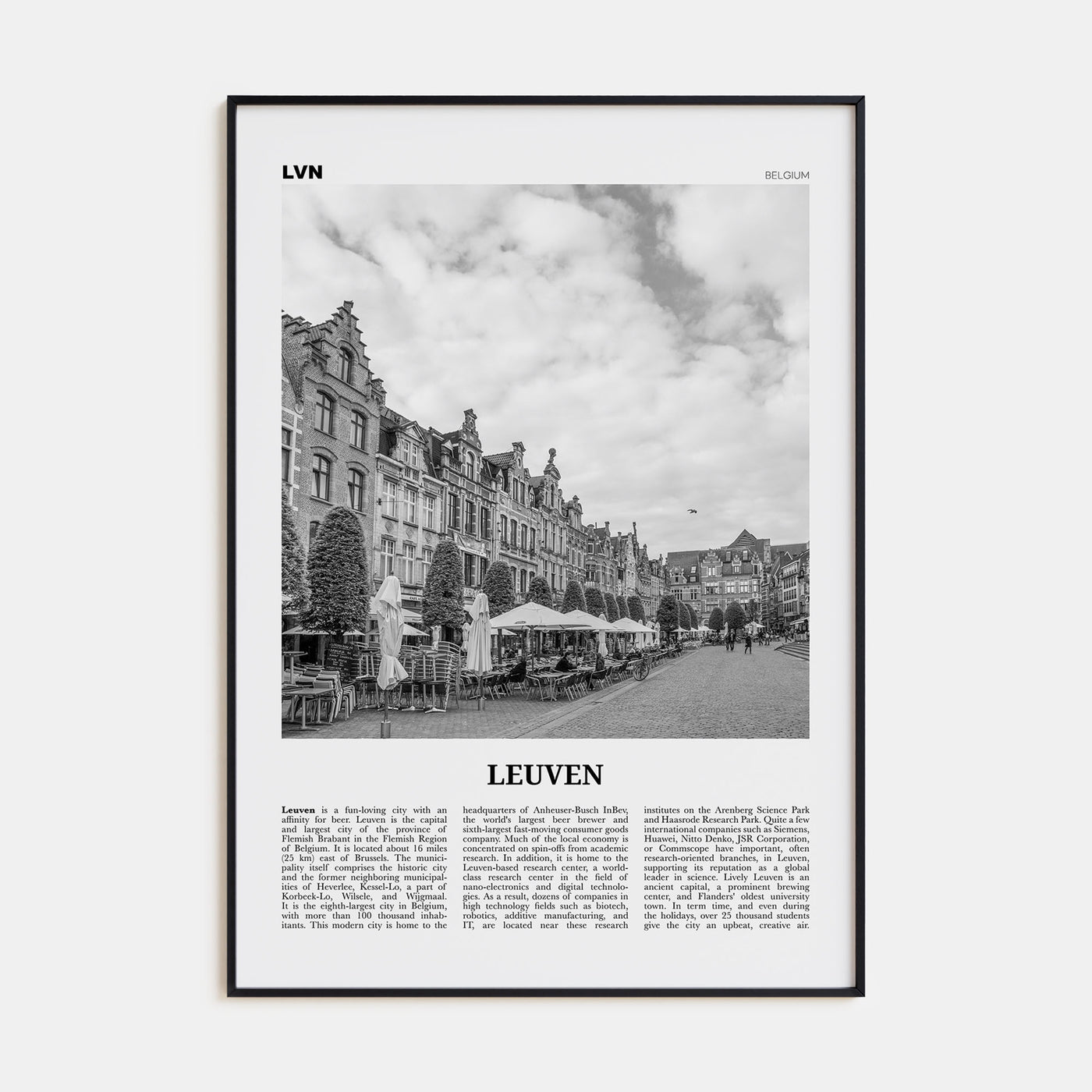 Leuven Travel B&W No 1 Poster