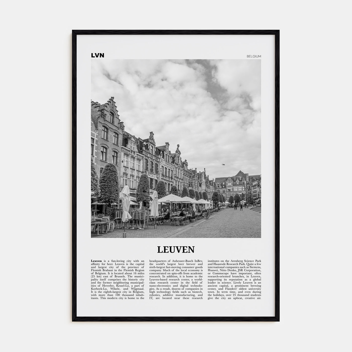 Leuven Travel B&W No 1 Poster