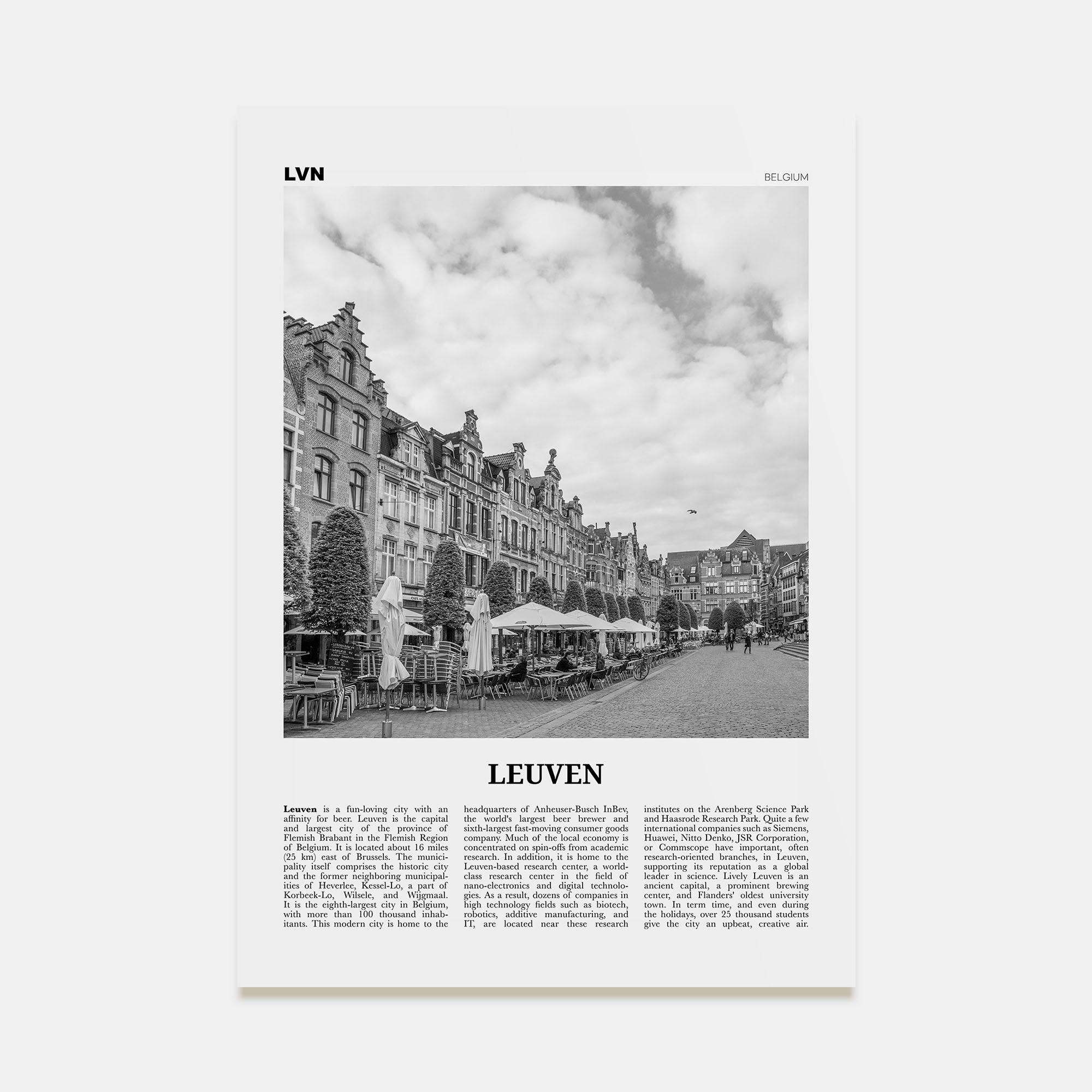 Leuven Travel B&W No 1 Poster