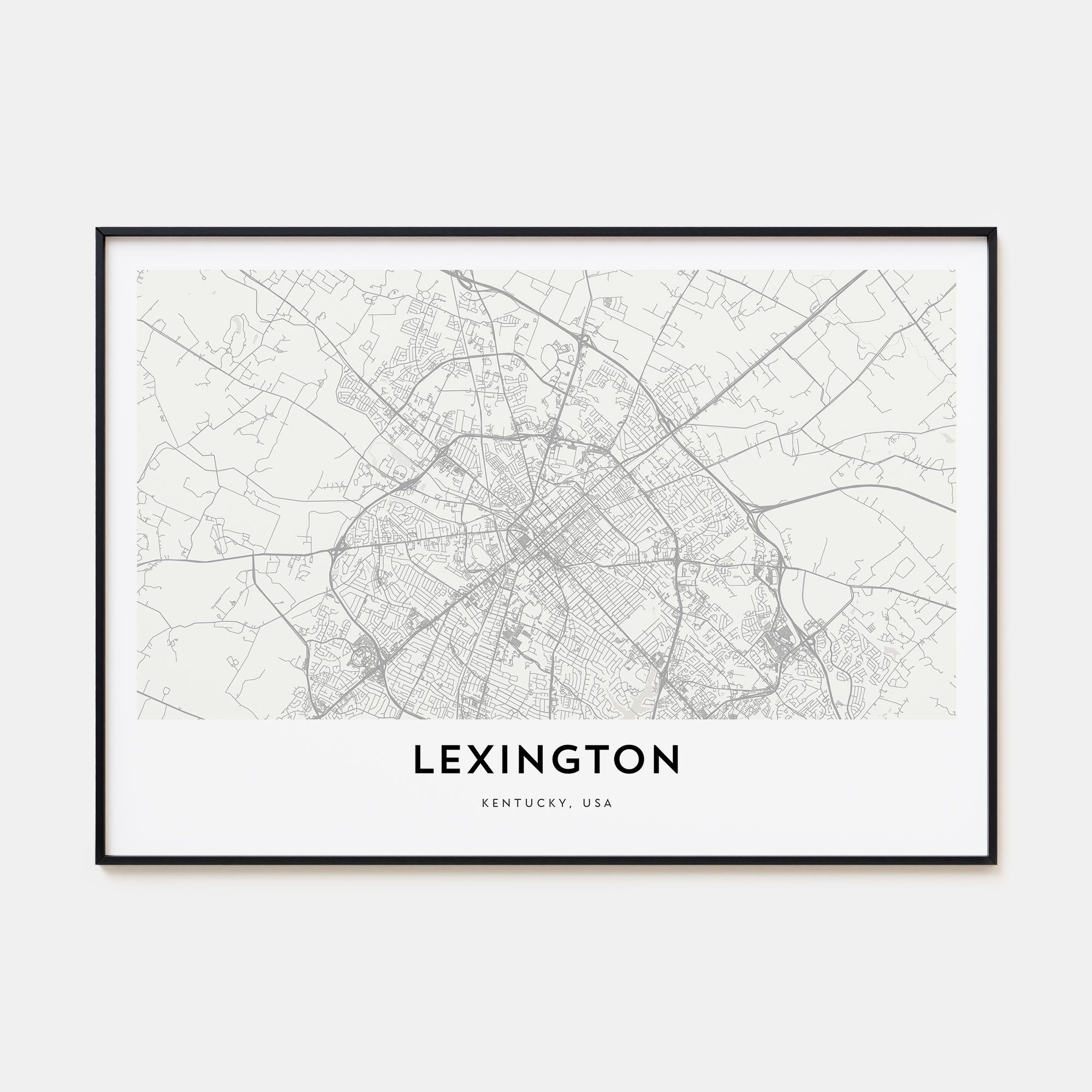 Lexington, Kentucky Map Landscape Poster