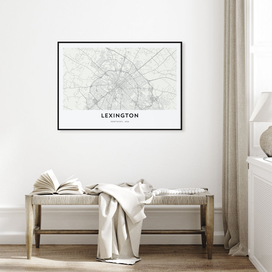 Lexington, Kentucky Map Landscape Poster