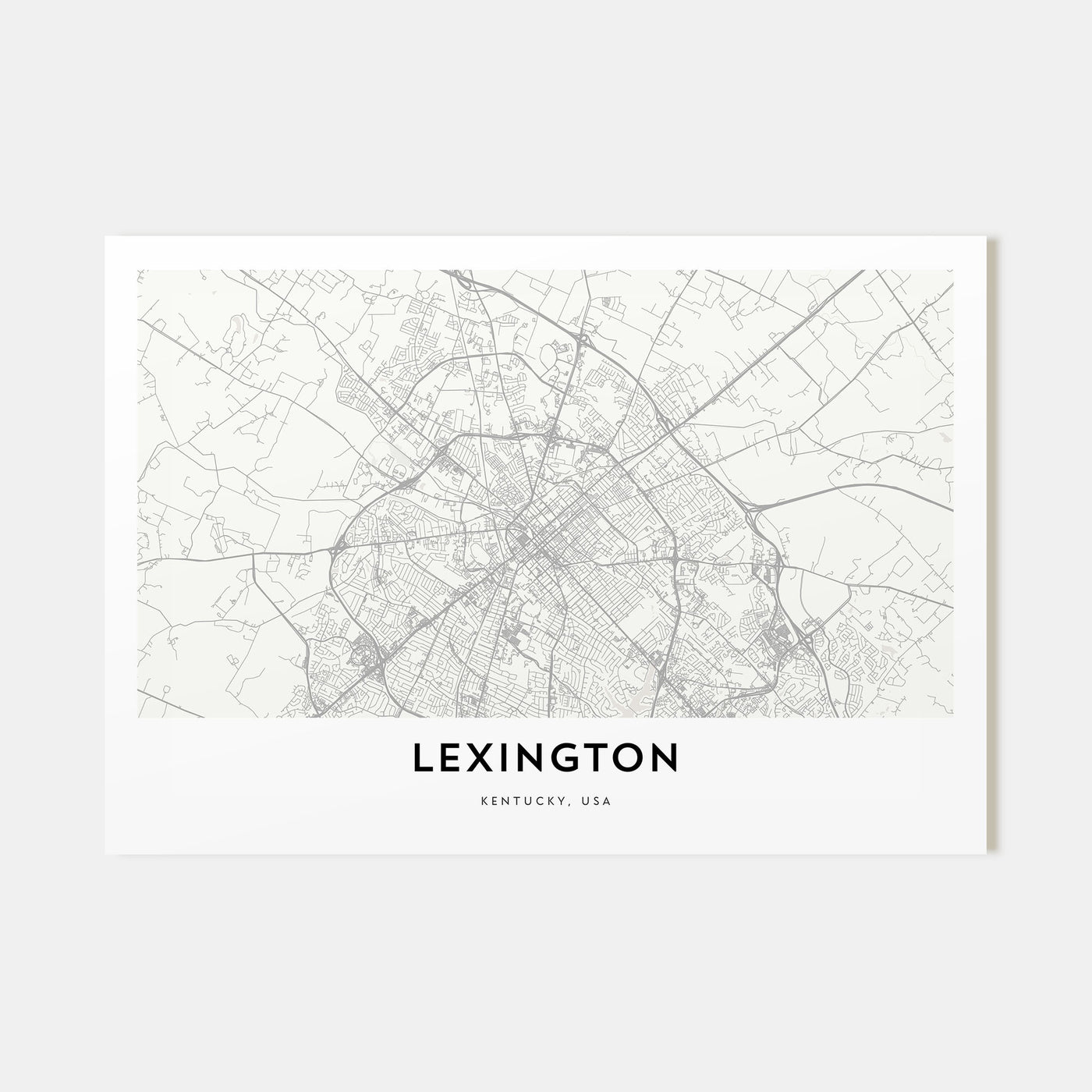 Lexington, Kentucky Map Landscape Poster