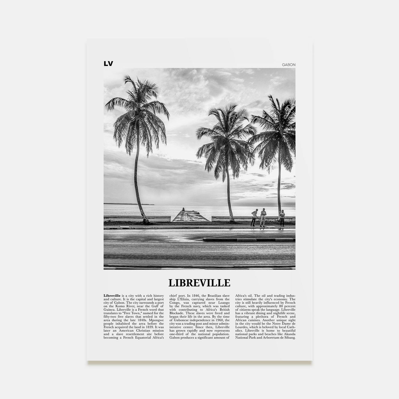 Libreville Travel B&W Poster