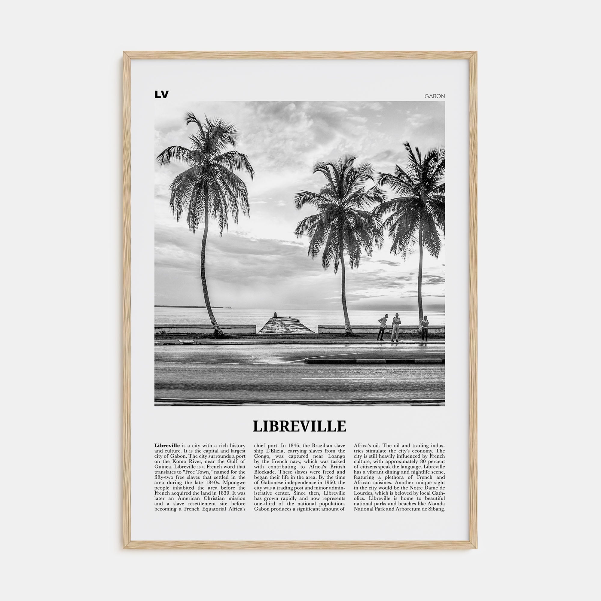 Libreville Travel B&W Poster