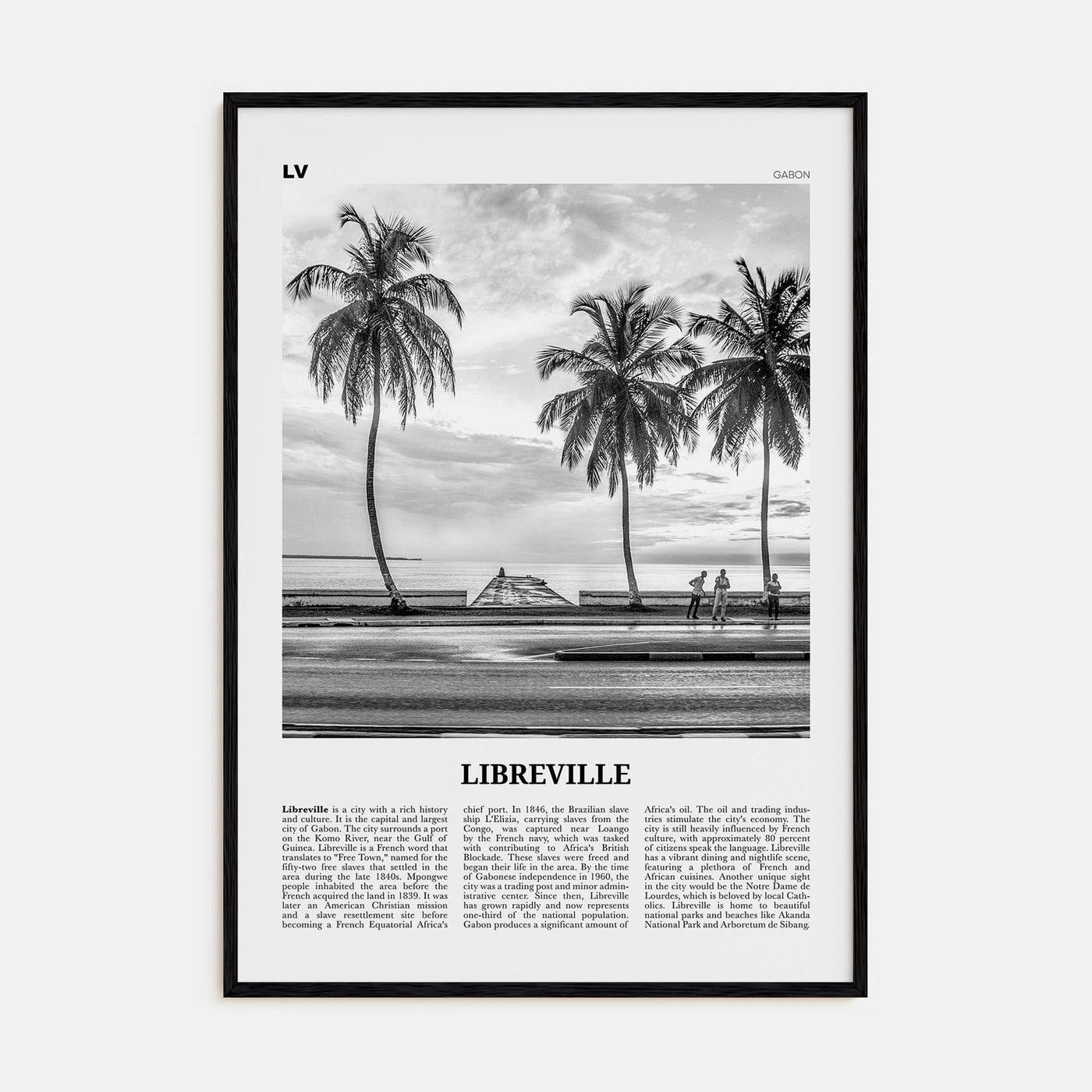 Libreville Travel B&W Poster