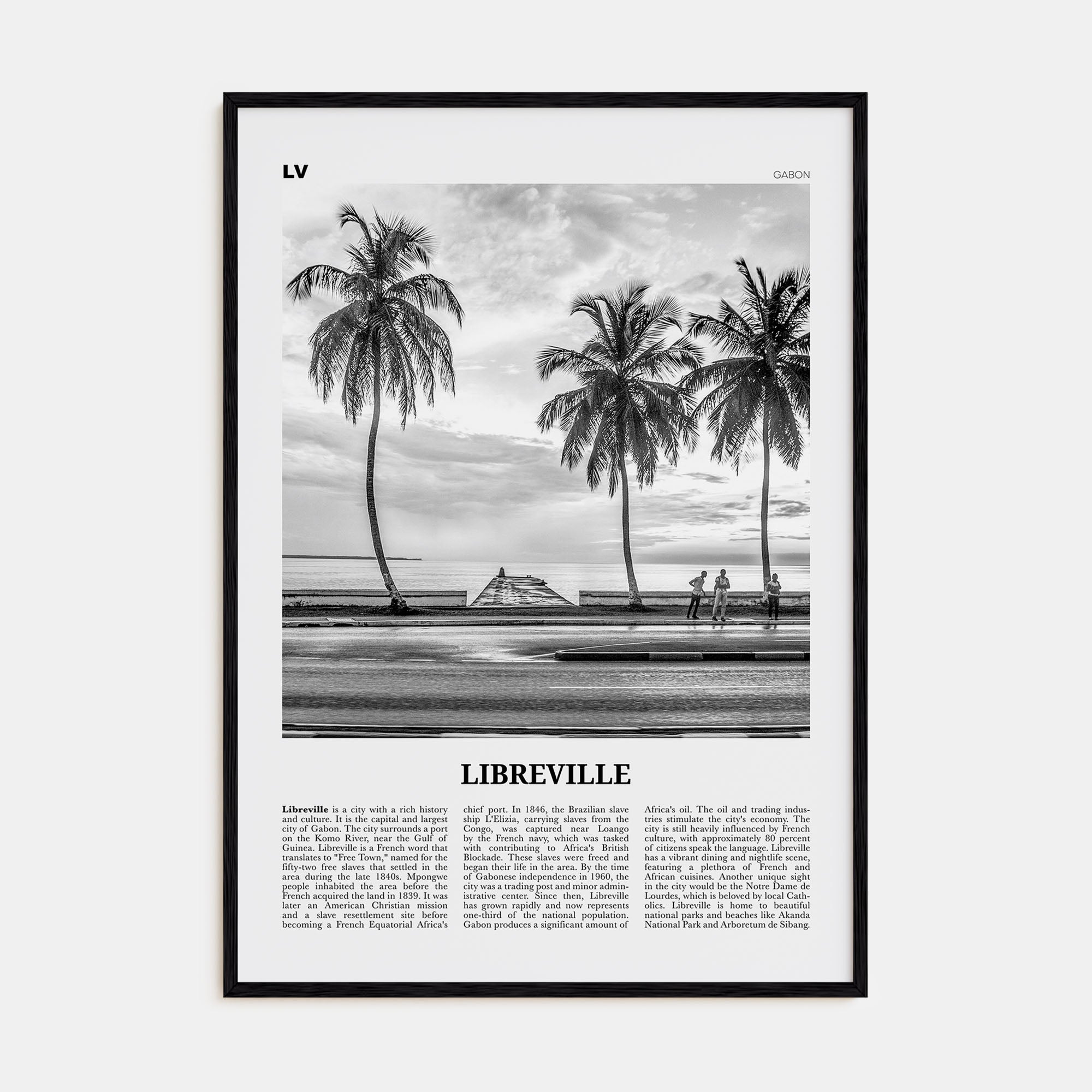 Libreville Travel B&W Poster