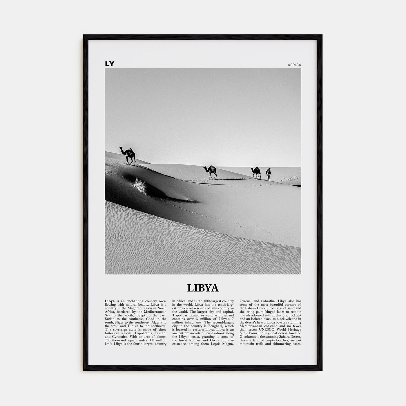 Libya Travel B&W Poster