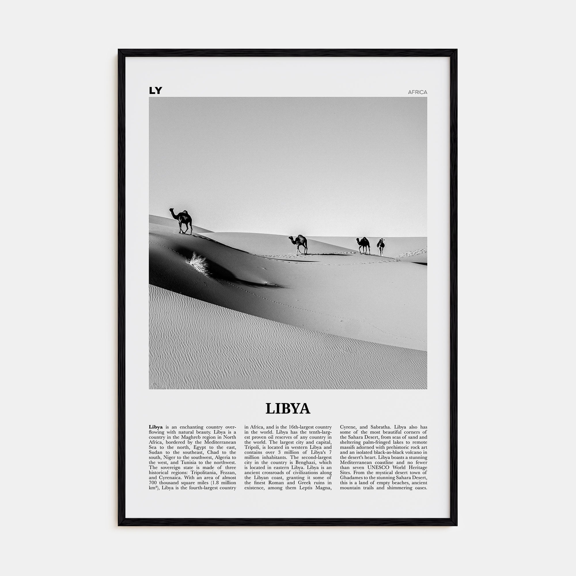 Libya Travel B&W Poster