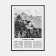Liechtenstein Travel B&W Poster