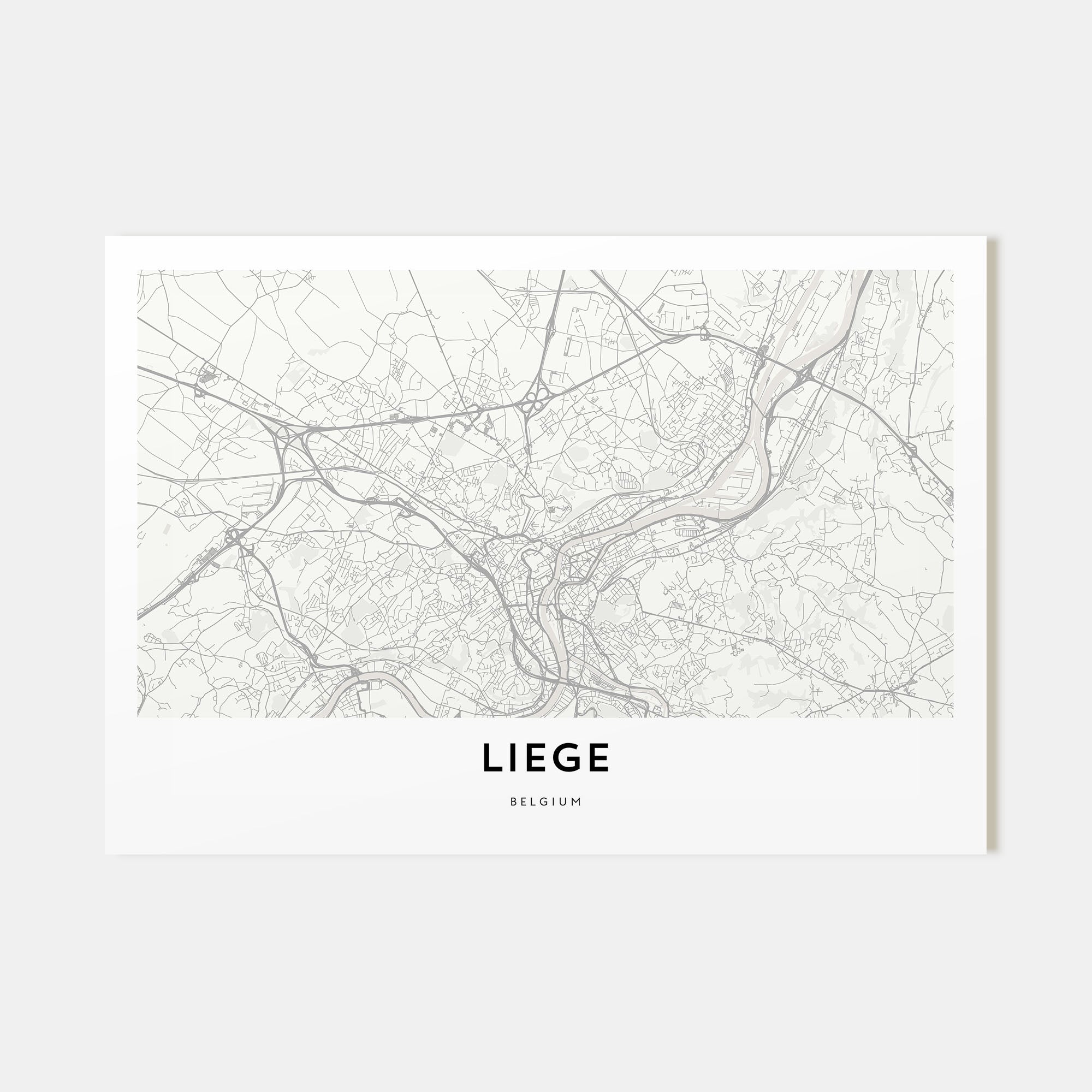 Liege Map Landscape Poster