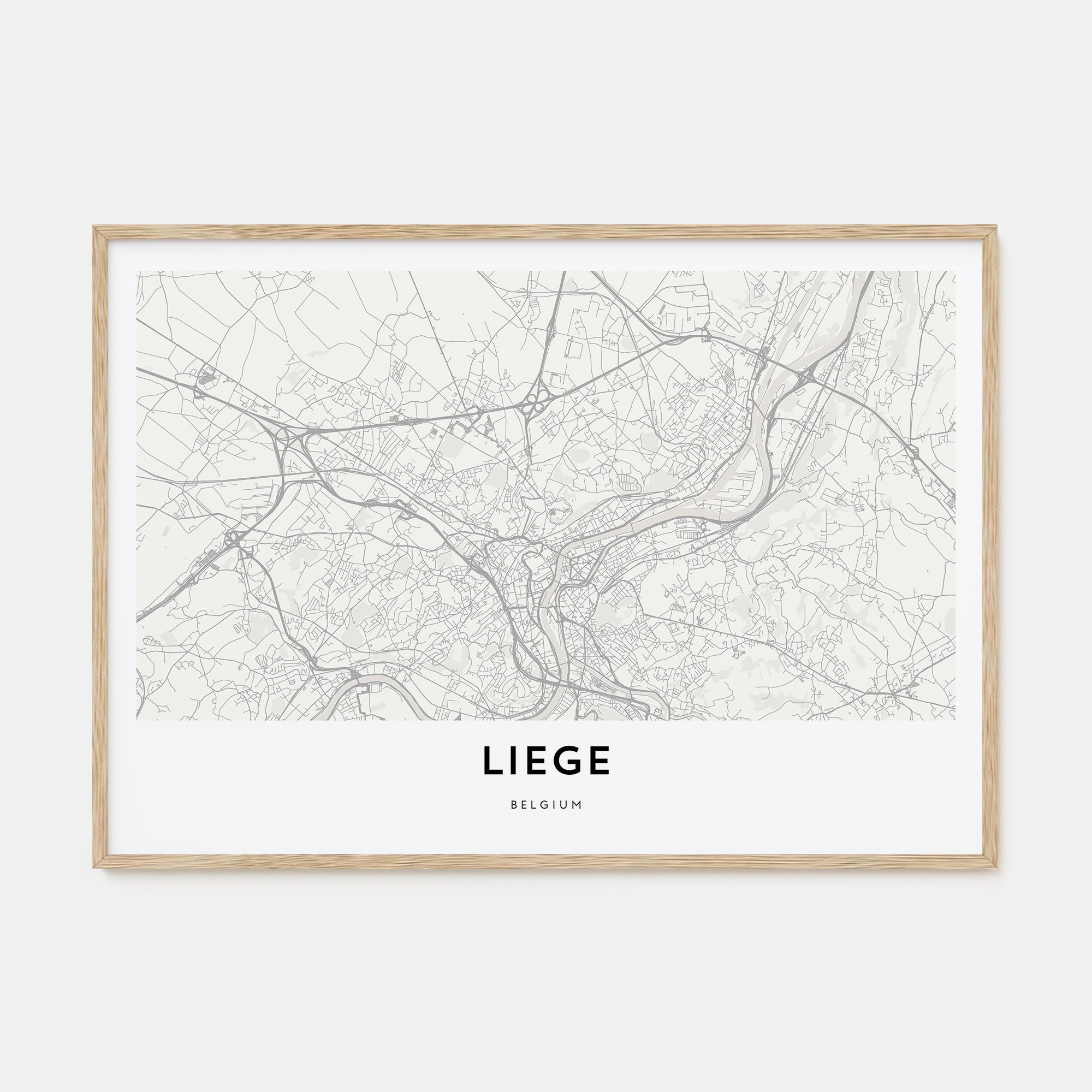 Liege Map Landscape Poster
