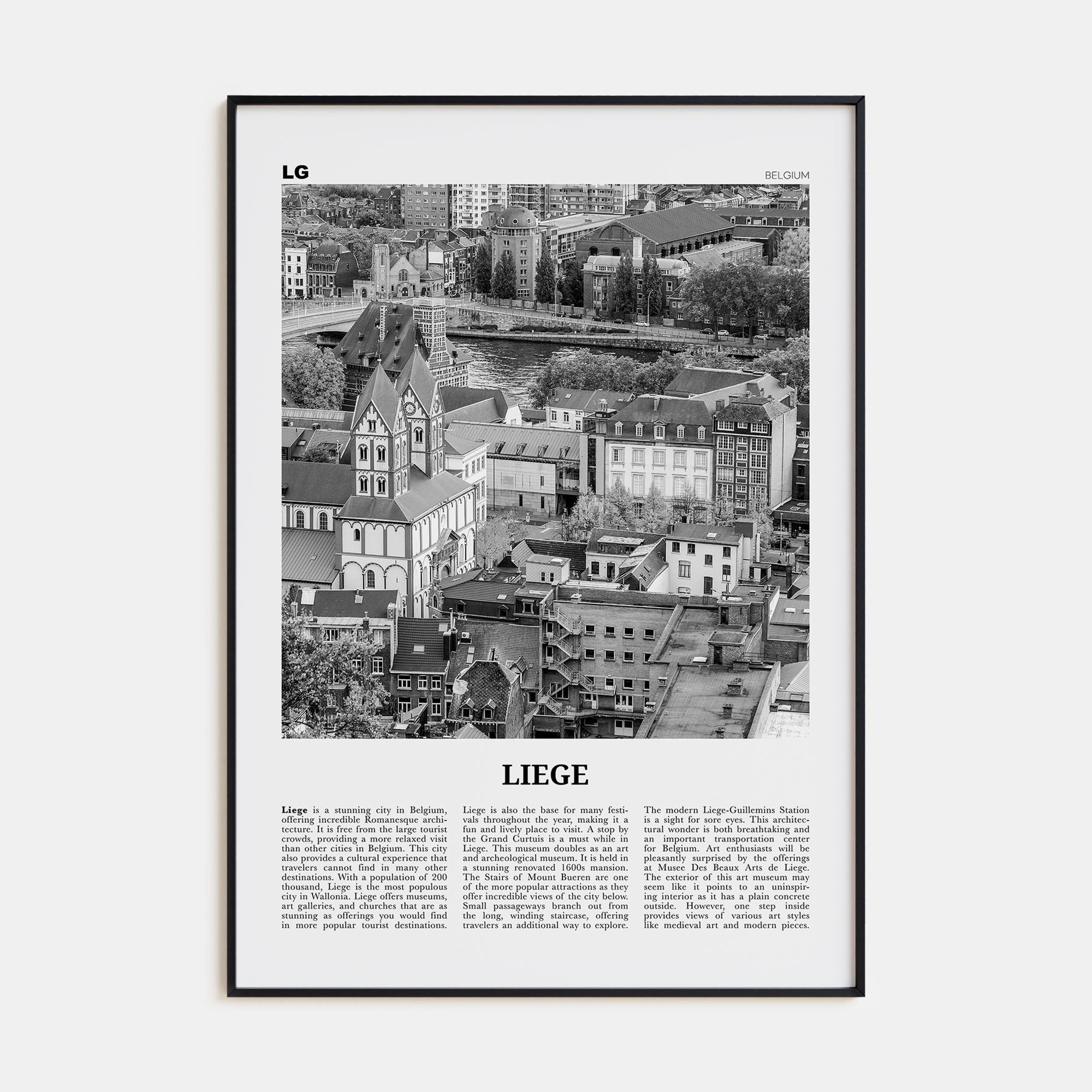 Liege Travel B&W Poster