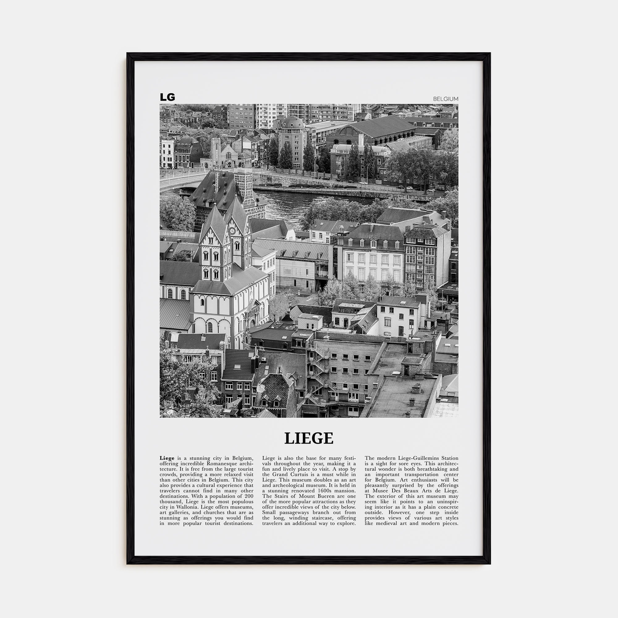 Liege Travel B&W Poster