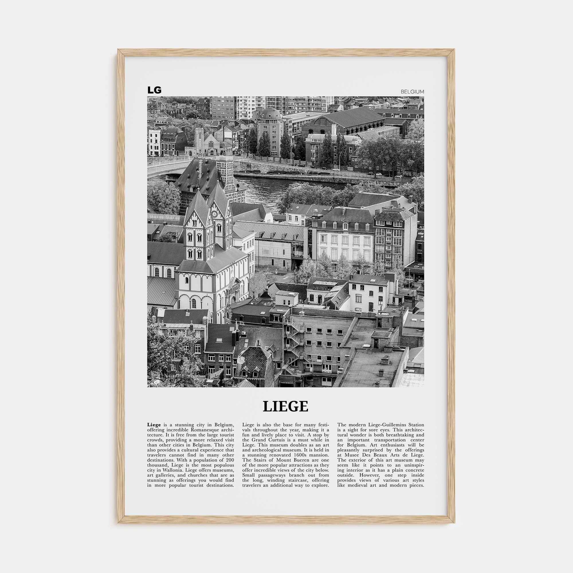 Liege Travel B&W Poster