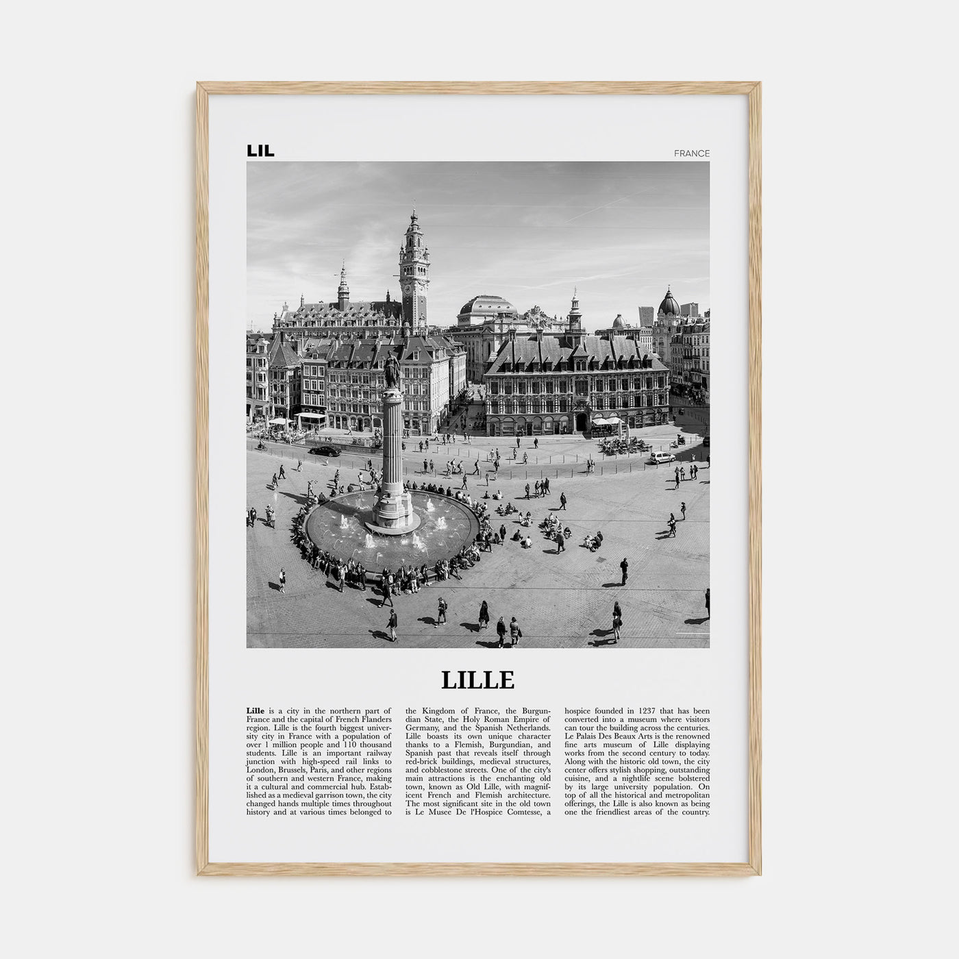 Lille Travel B&W Poster