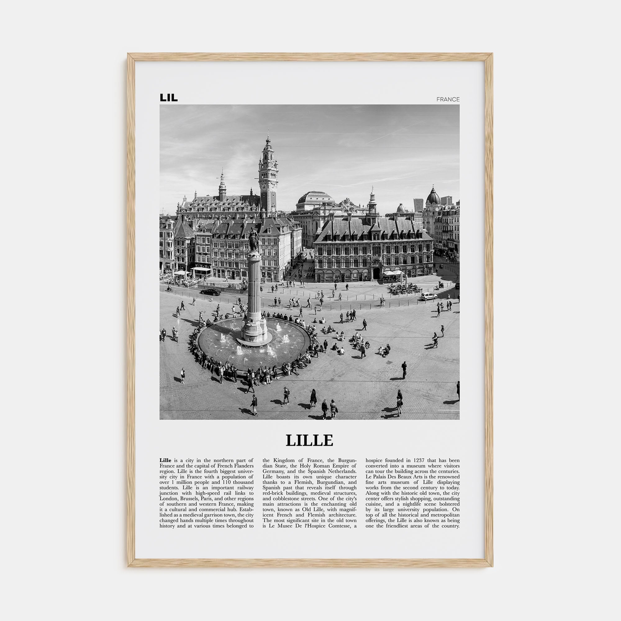 Lille Travel B&W Poster
