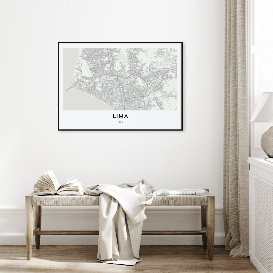 Lima Map Landscape Poster