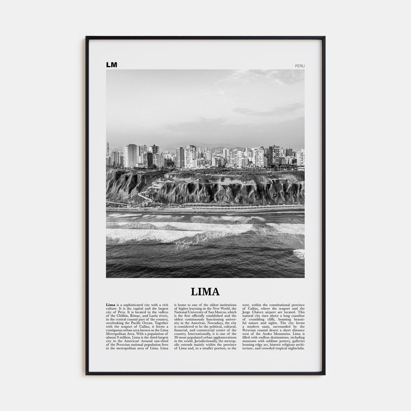 Lima Travel B&W No 2 Poster