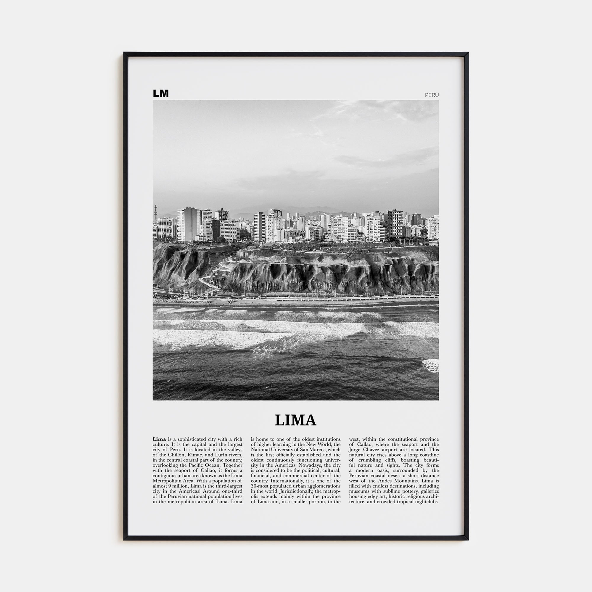 Lima Travel B&W No 2 Poster