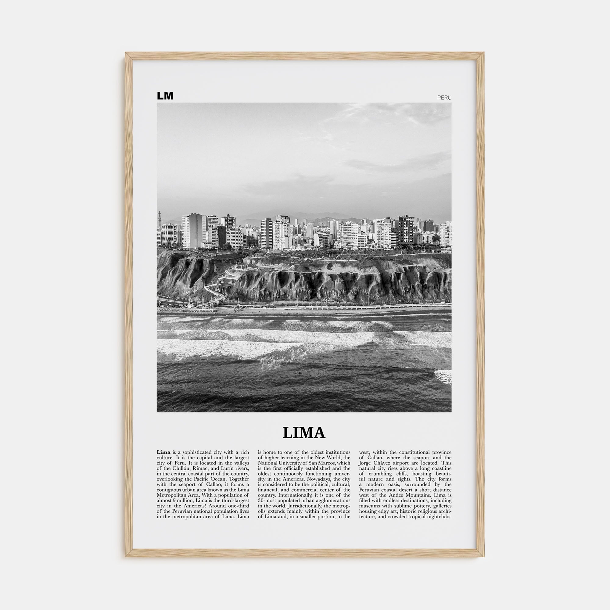 Lima Travel B&W No 2 Poster