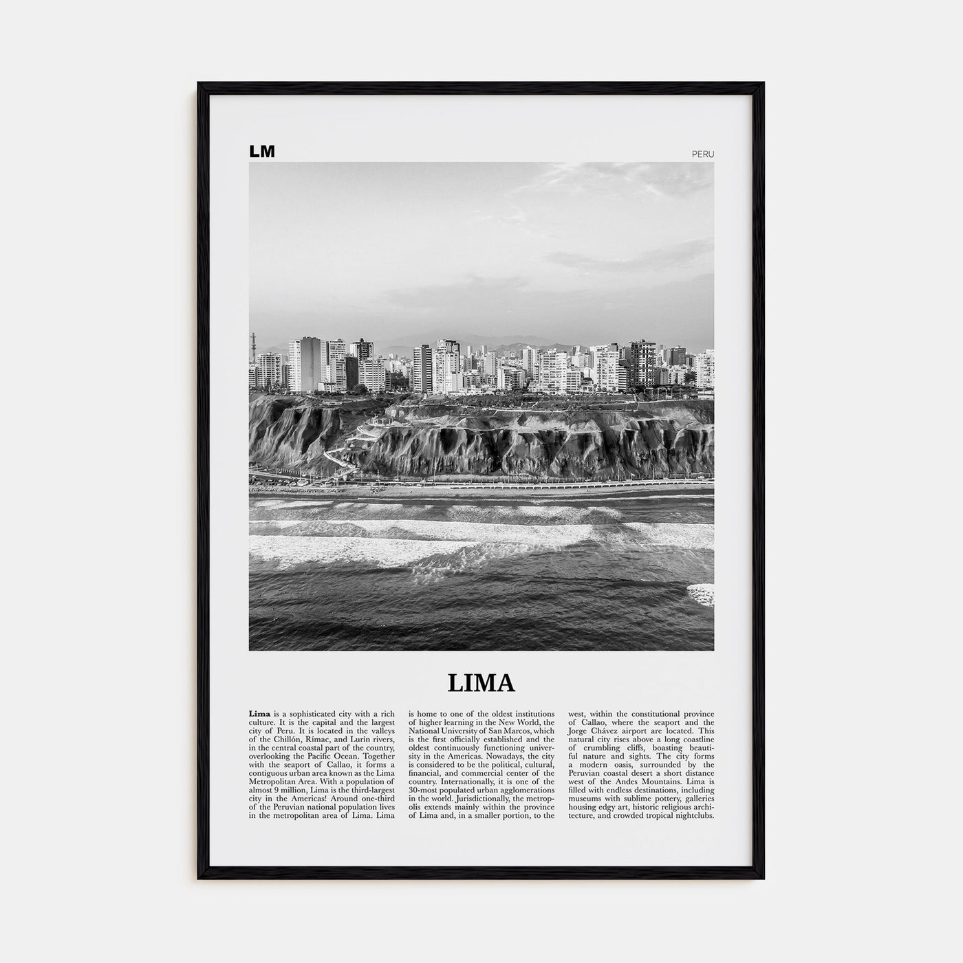 Lima Travel B&W No 2 Poster