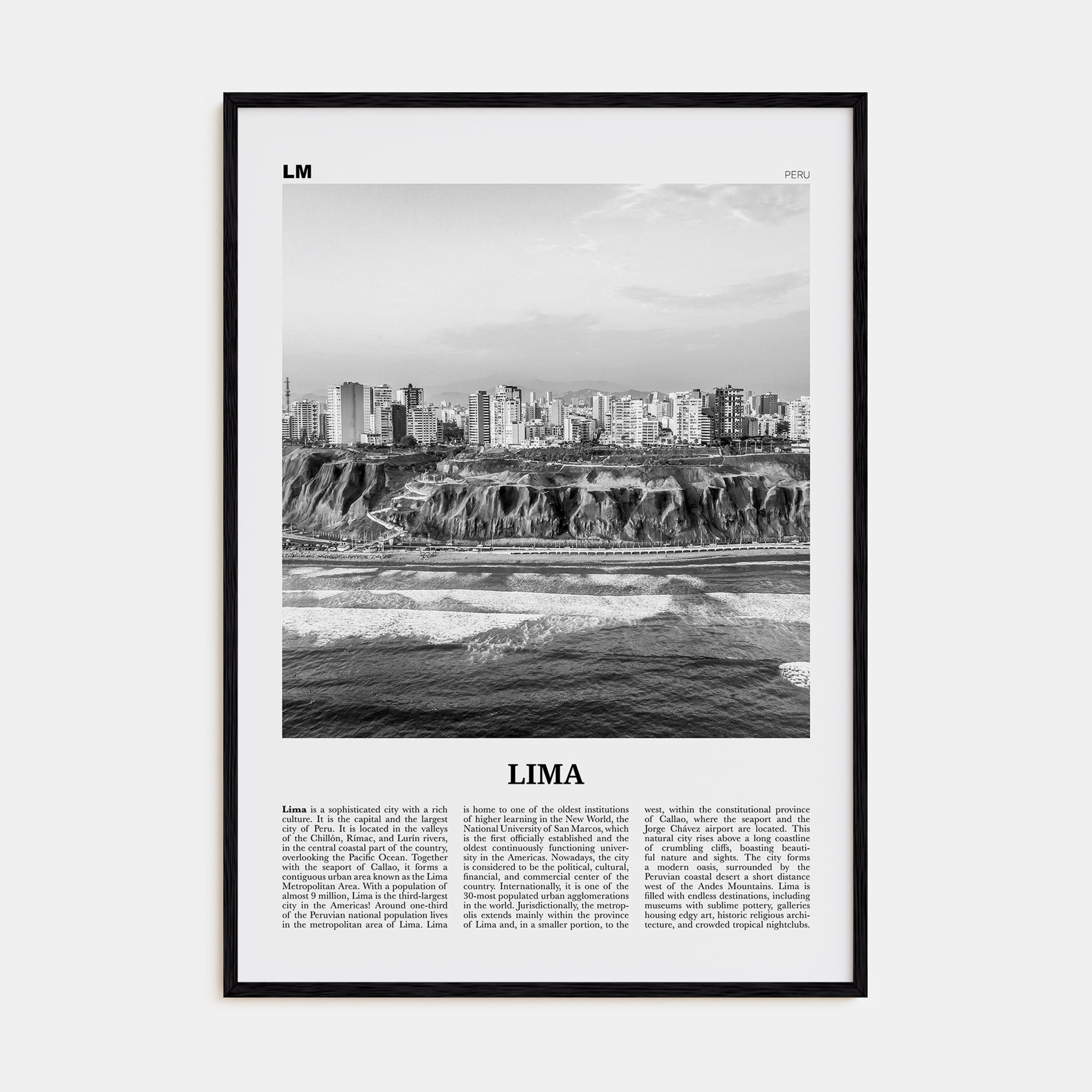 Lima Travel B&W No 2 Poster