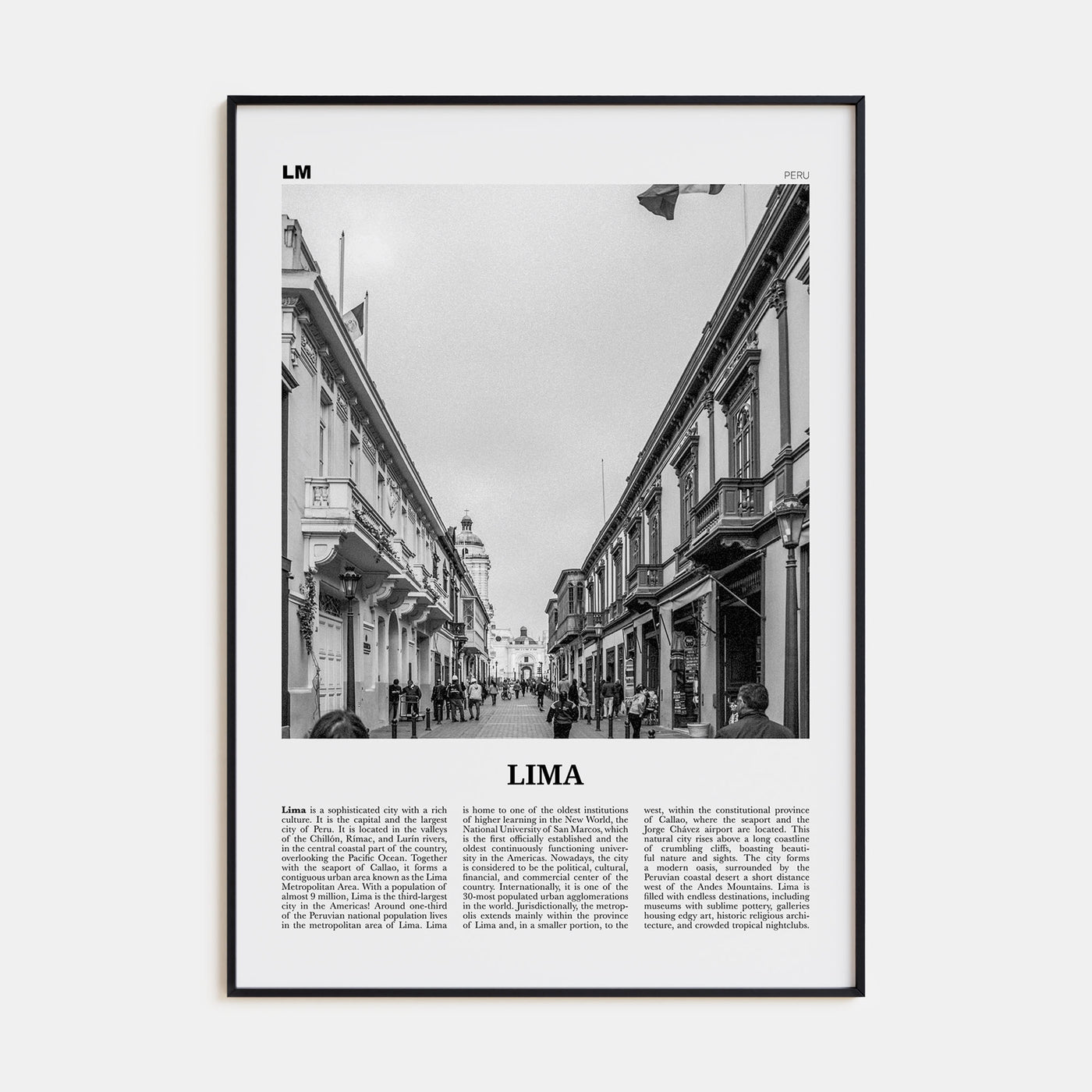 Lima Travel B&W No 3 Poster