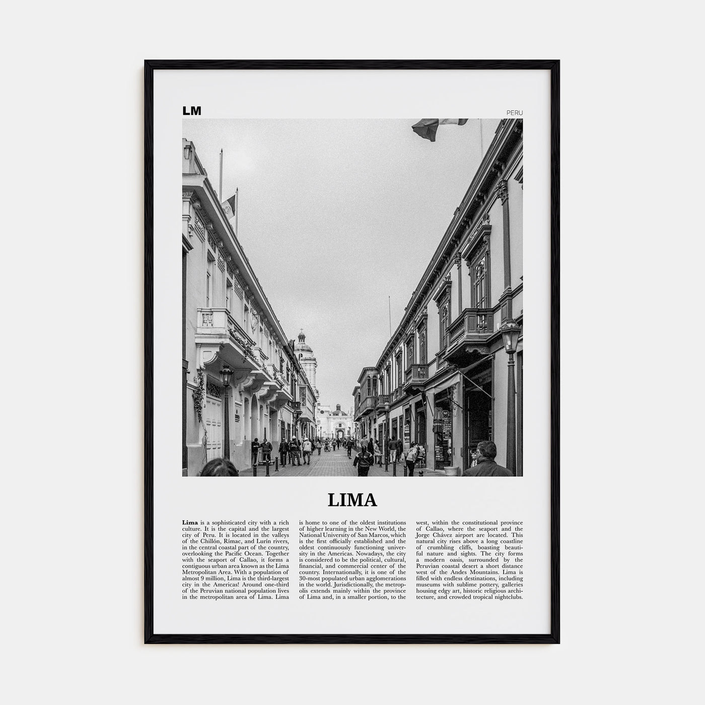 Lima Travel B&W No 3 Poster