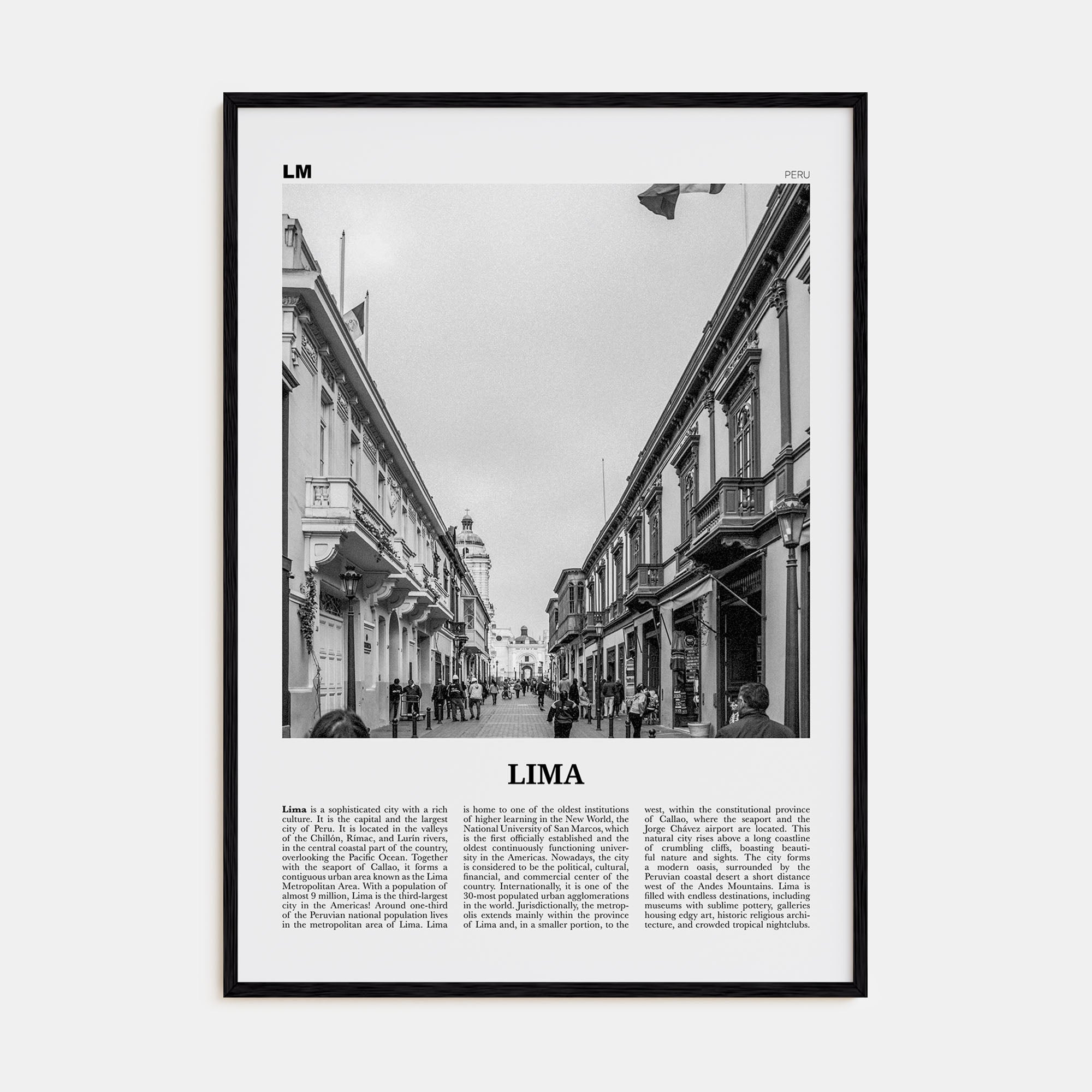 Lima Travel B&W No 3 Poster