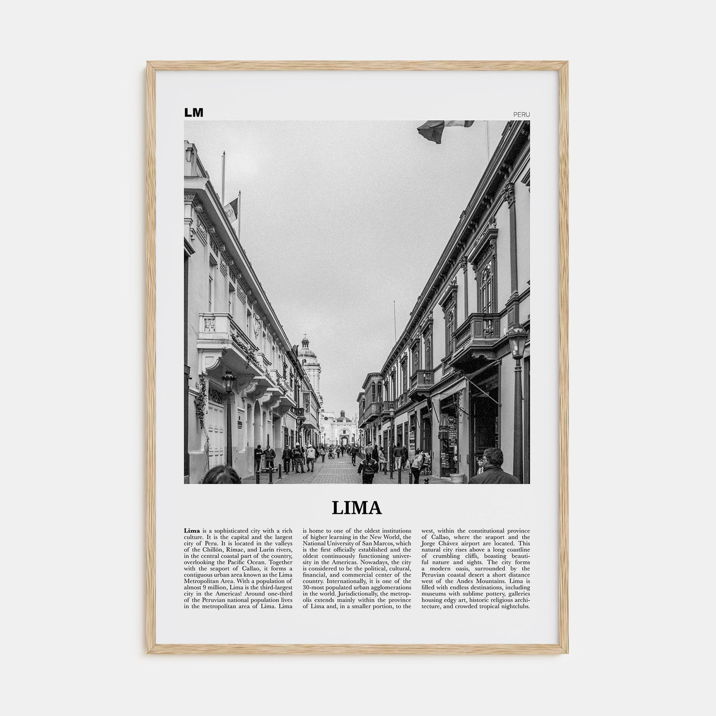 Lima Travel B&W No 3 Poster