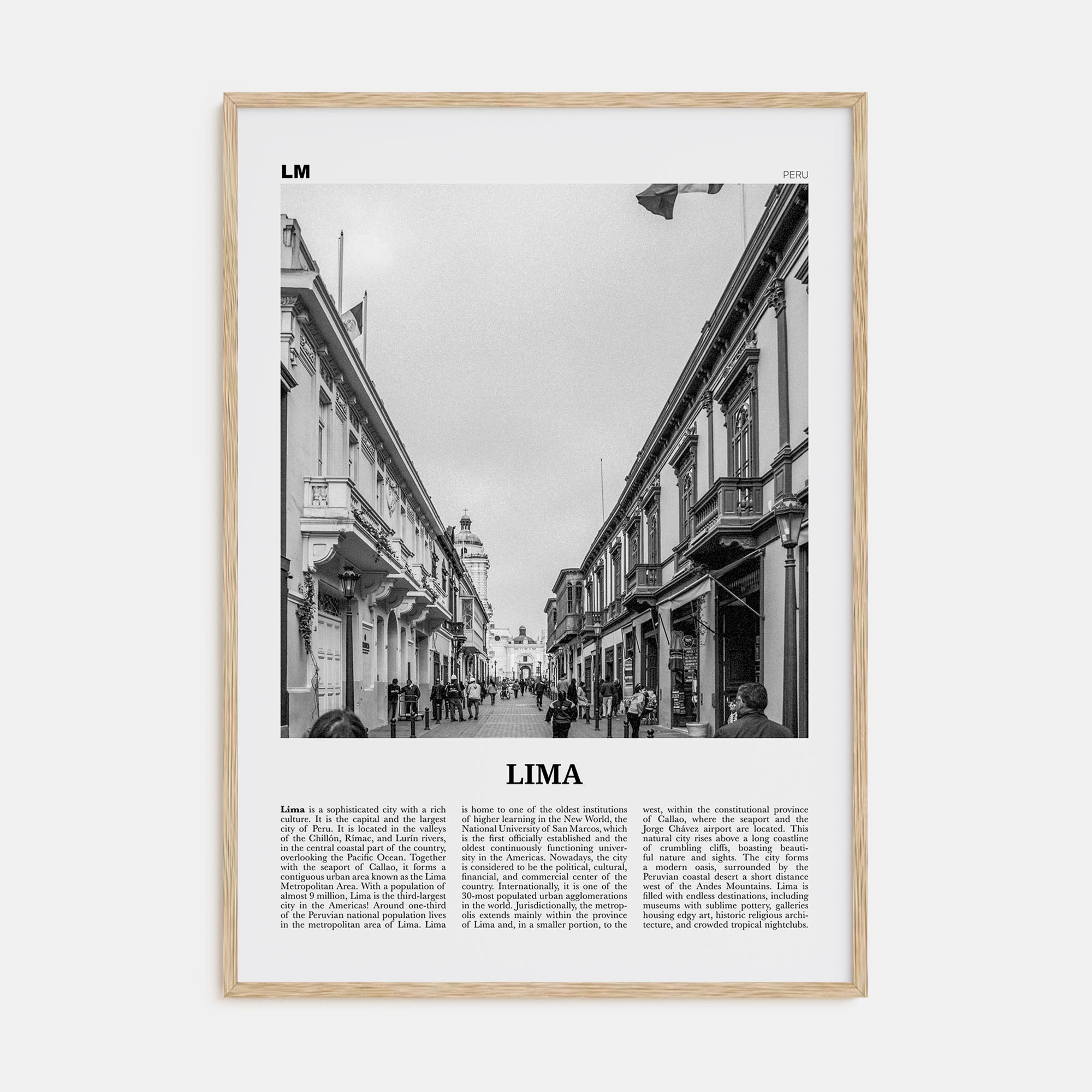 Lima Travel B&W No 3 Poster