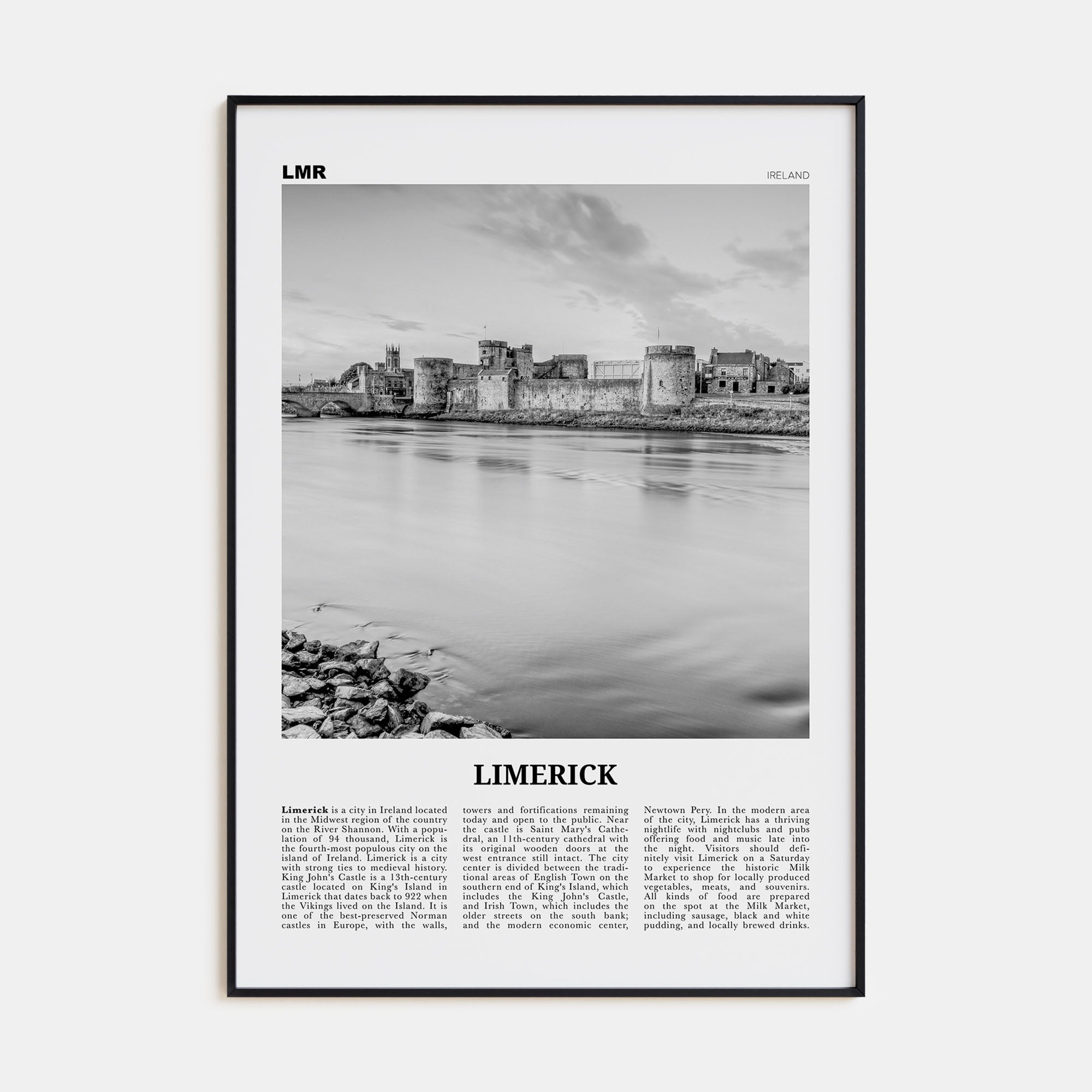 Limerick Travel B&W Poster