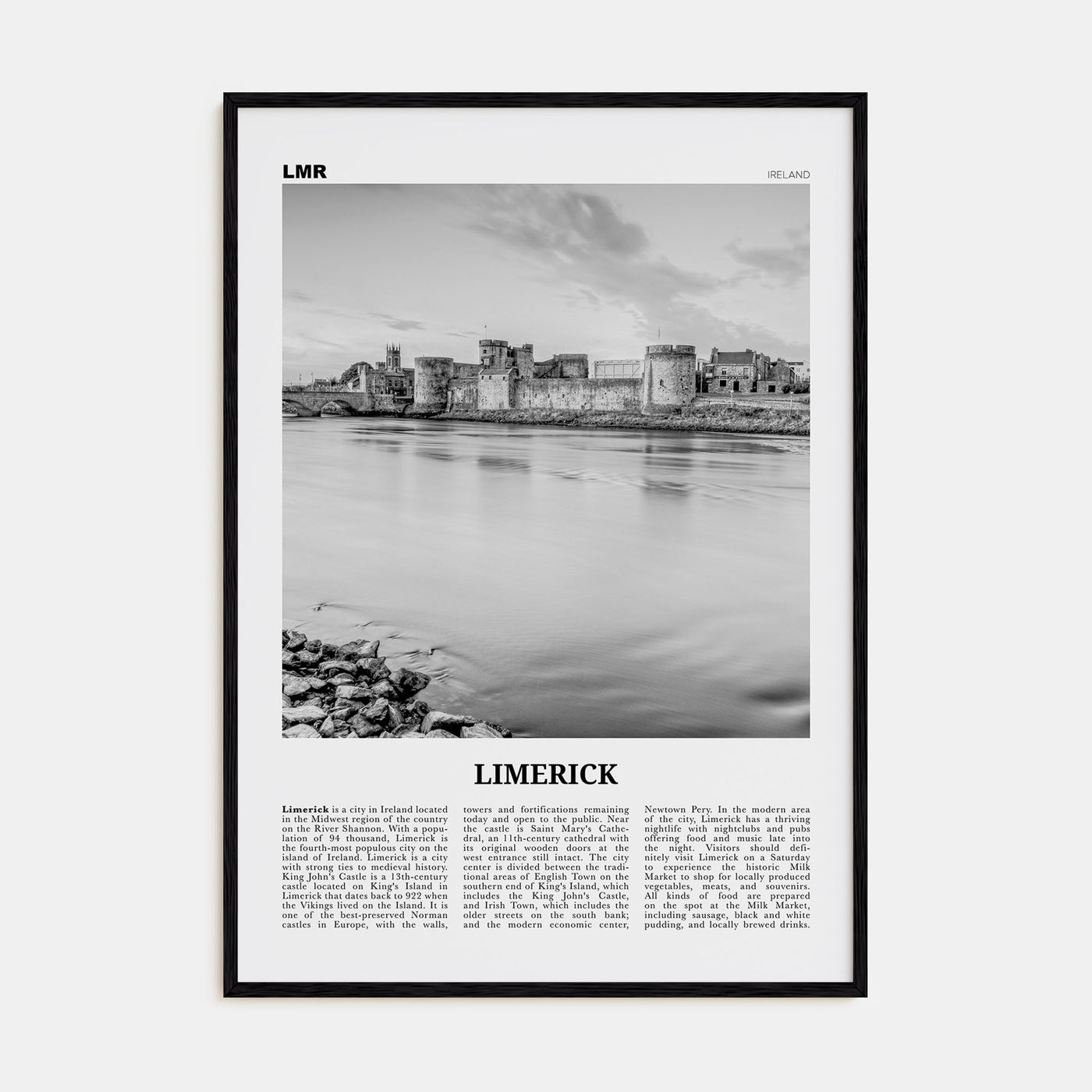 Limerick Travel B&W Poster