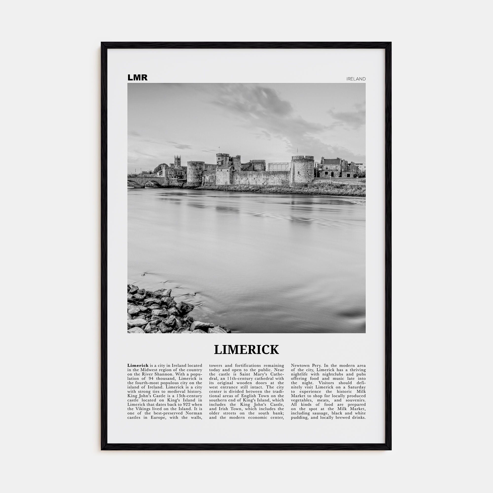 Limerick Travel B&W Poster