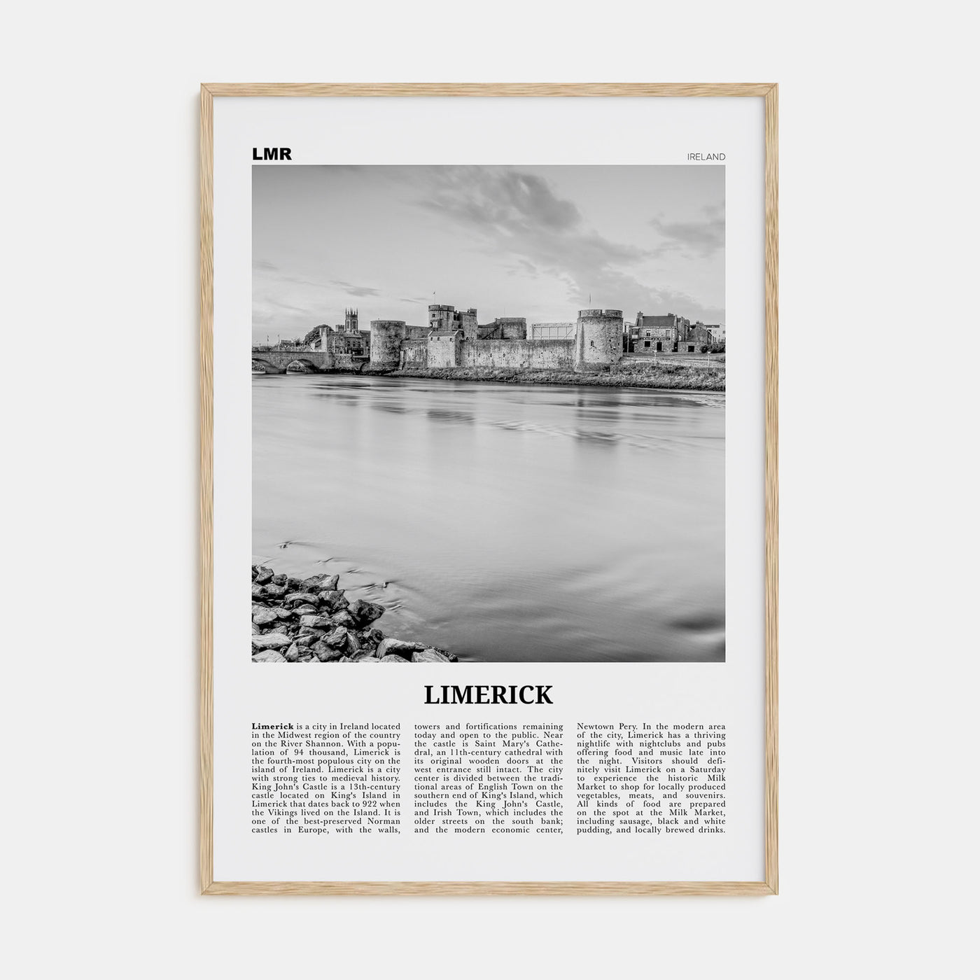 Limerick Travel B&W Poster