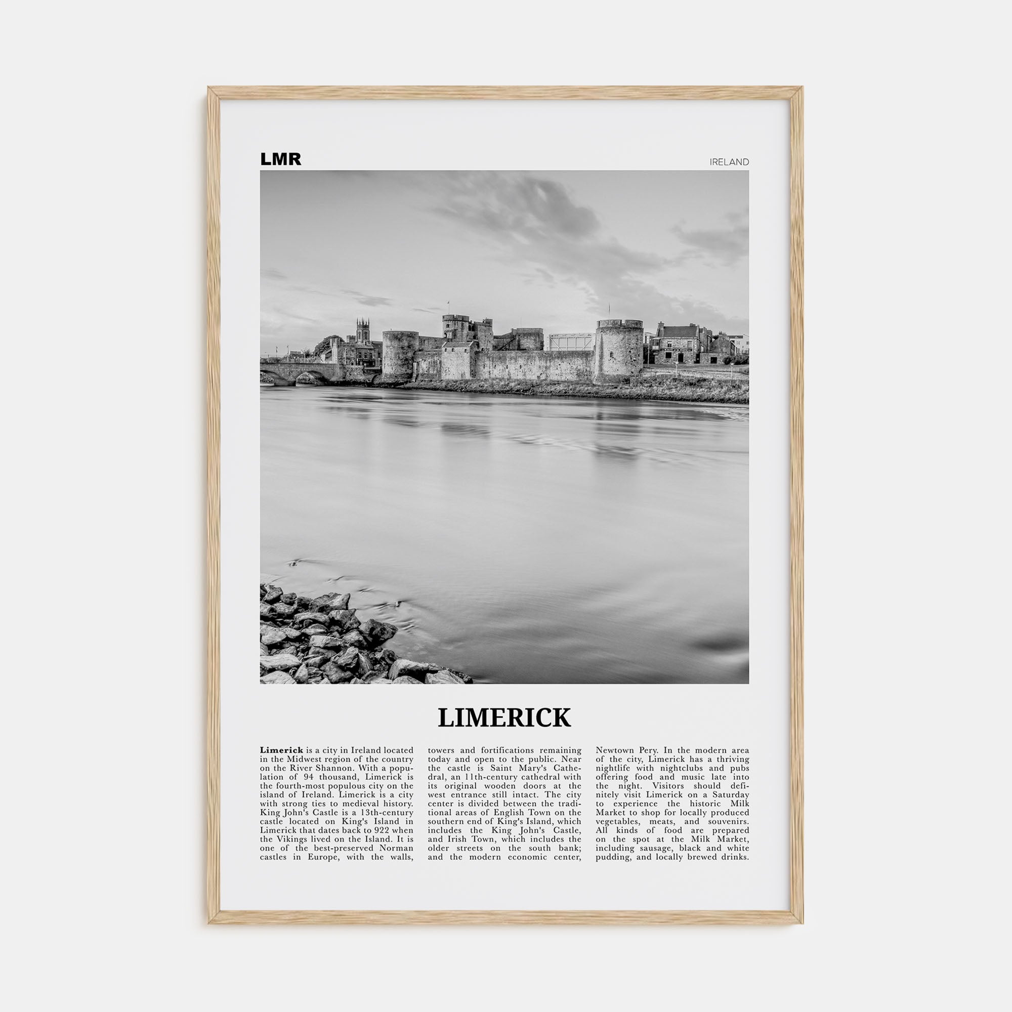 Limerick Travel B&W Poster