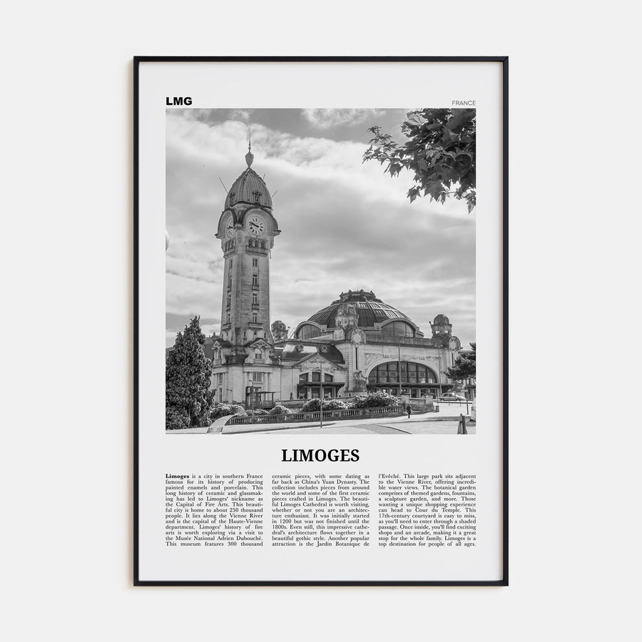Limoges Travel B&W Poster