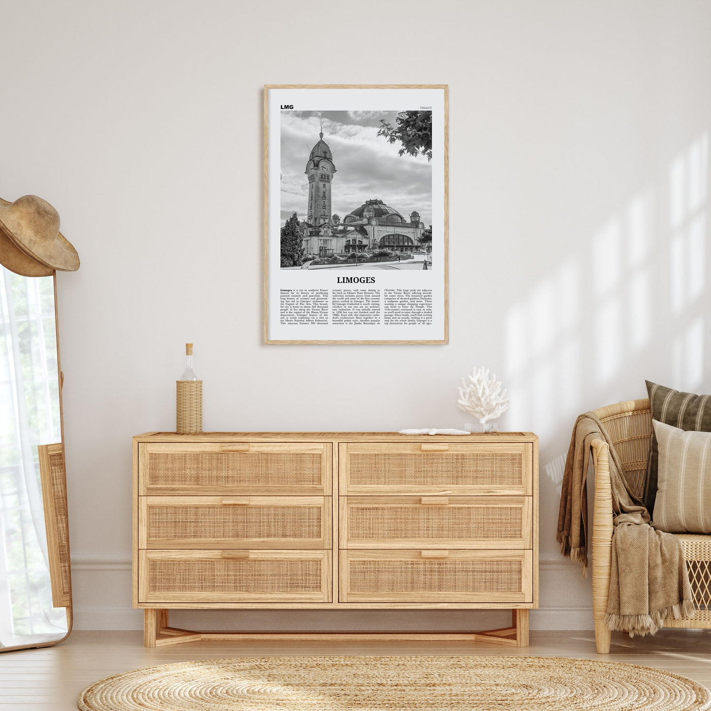 Limoges Travel B&W Poster